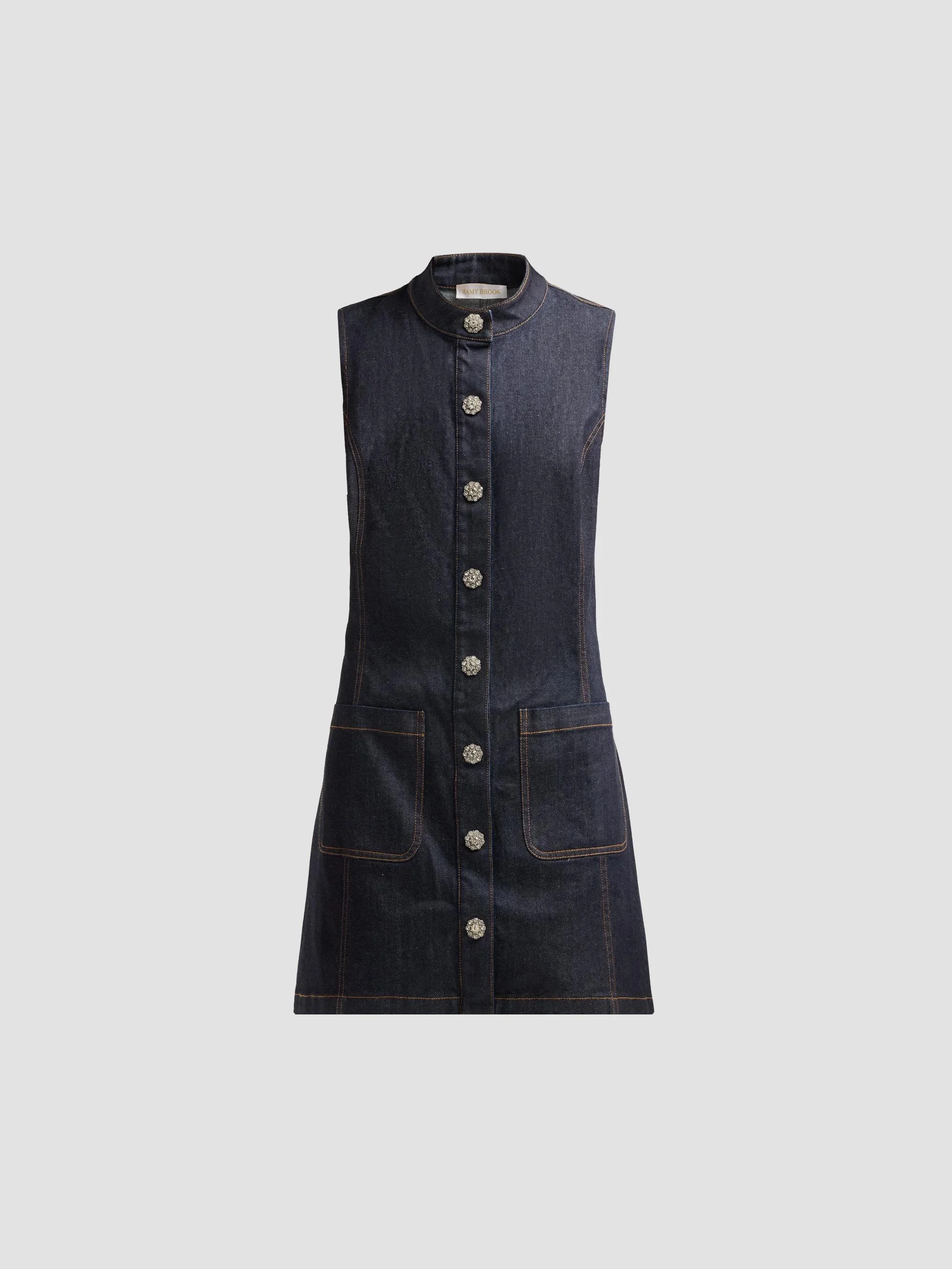 Women's Isabella Denim Mini Dress - Dark Ink - 1