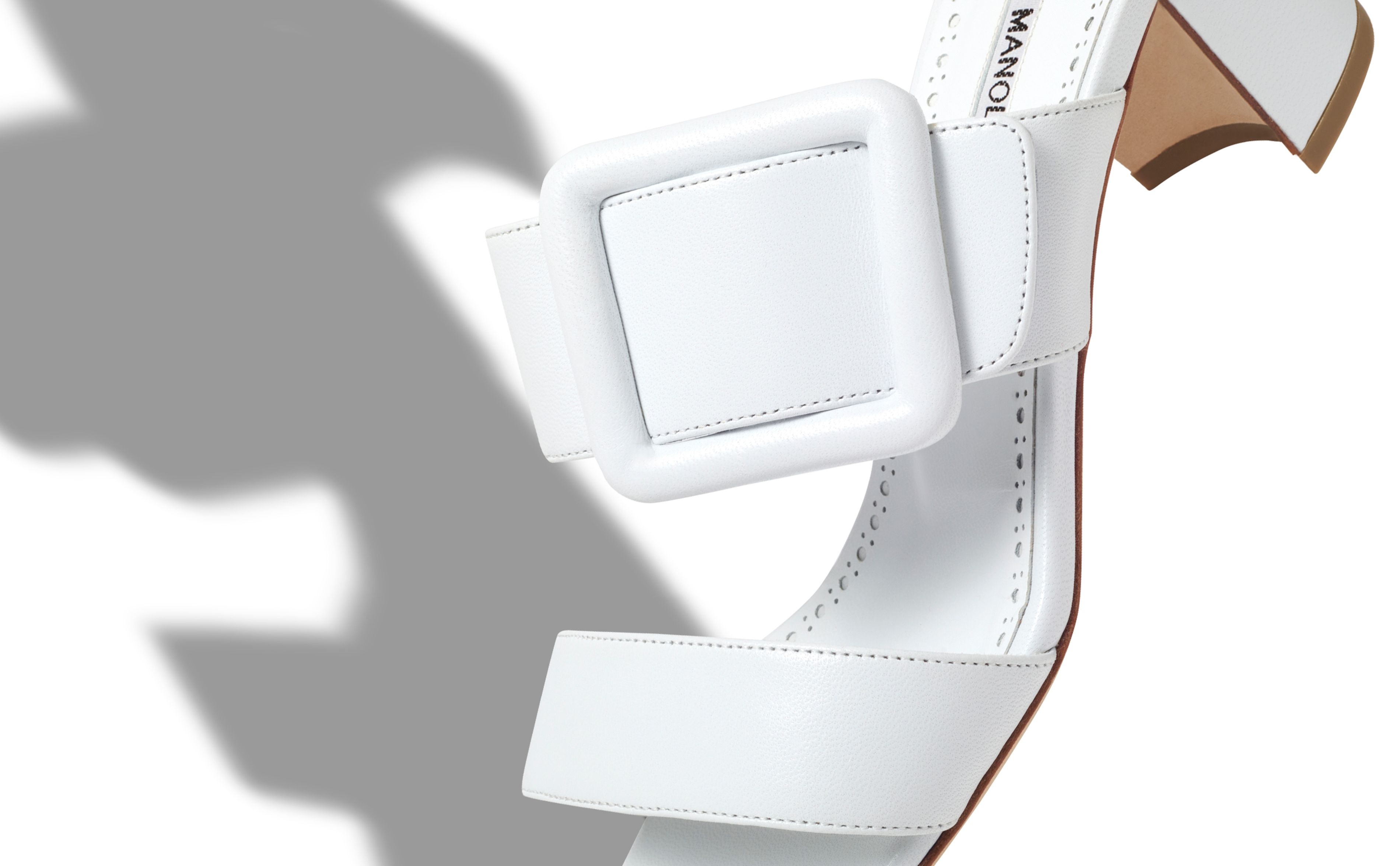 White Nappa Leather Open Toe Mules - 4