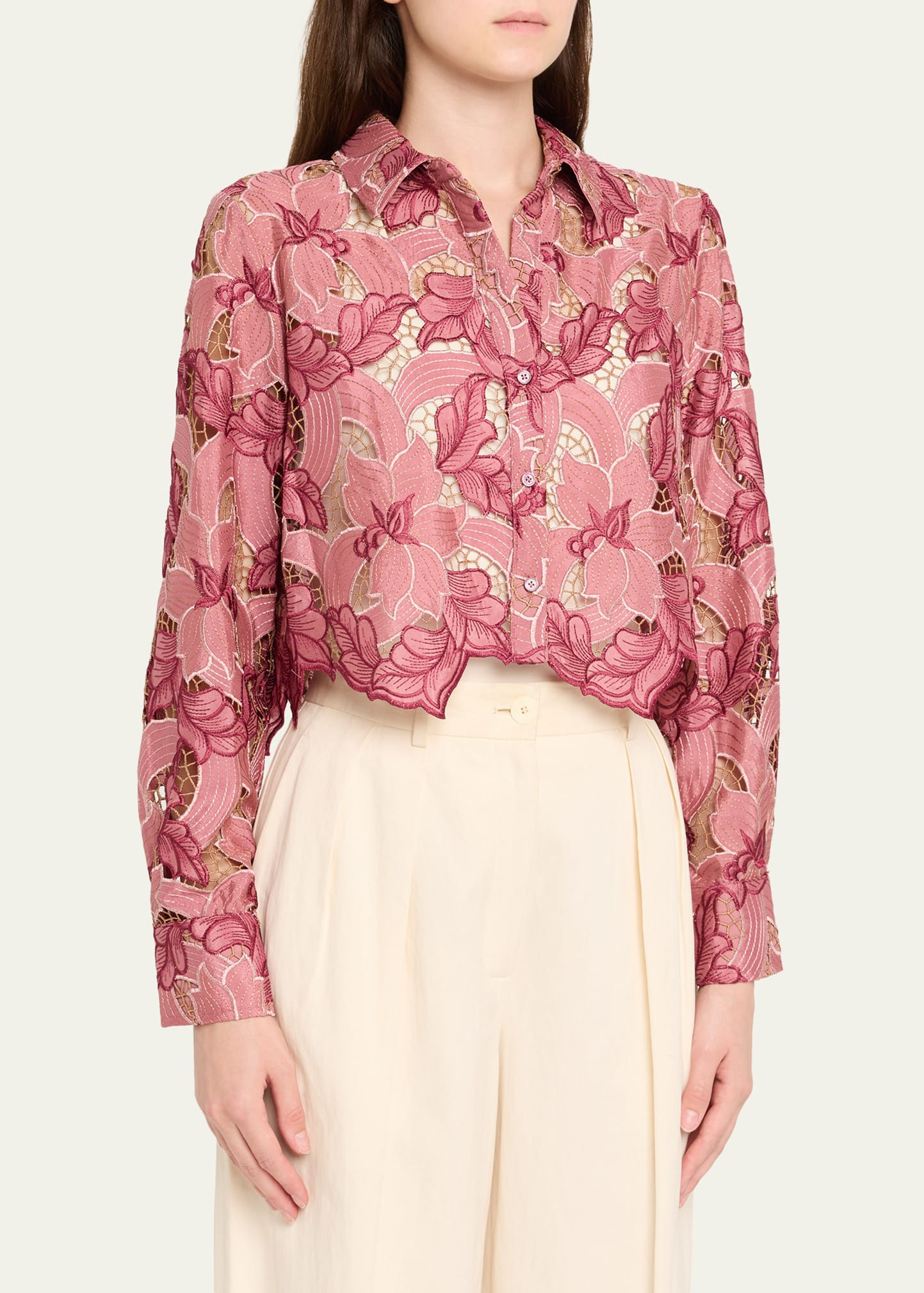 Akemi Cropped Button-Front Shirt - 4