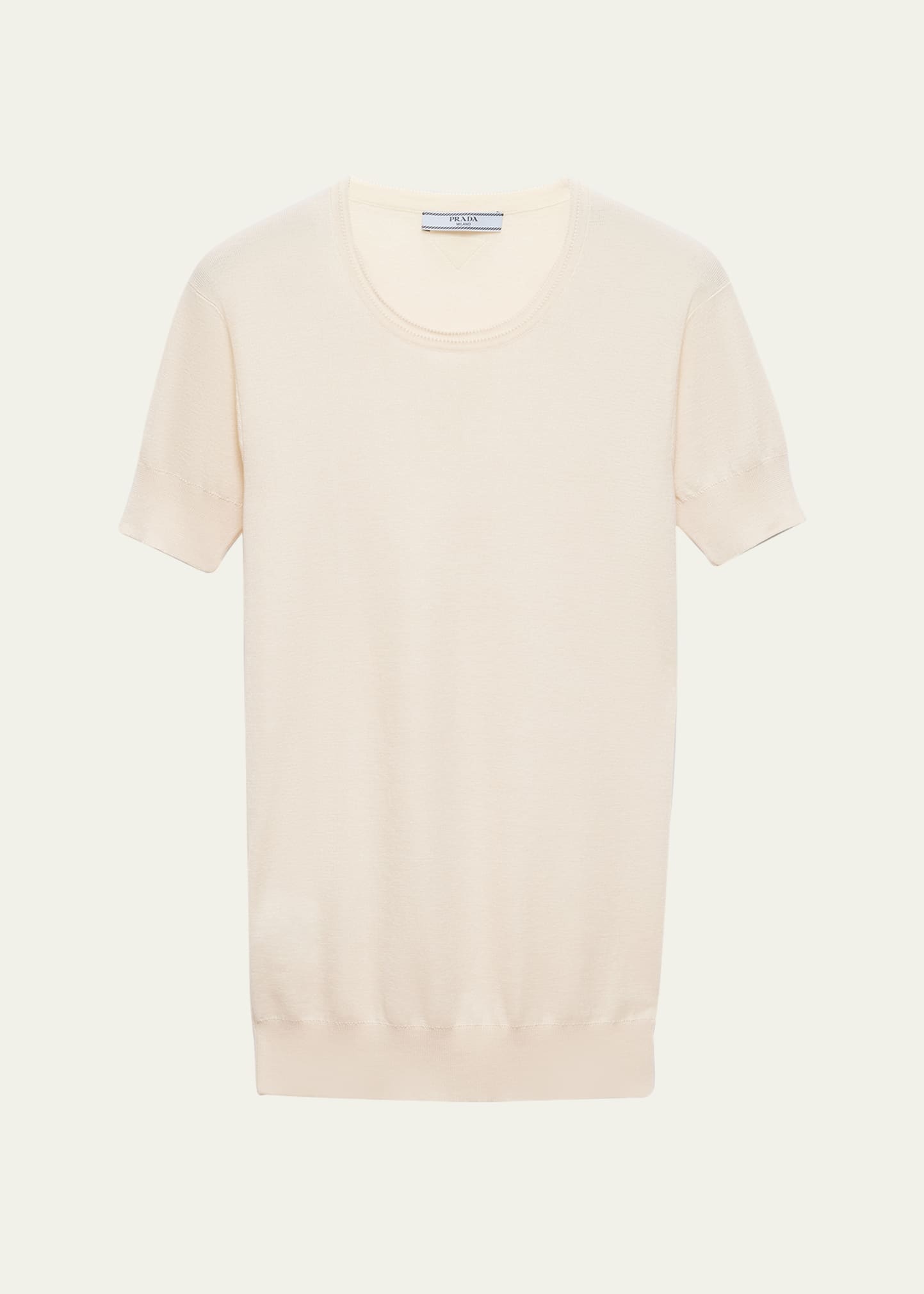 Silk-Cotton Short-Sleeve Sweater - 1