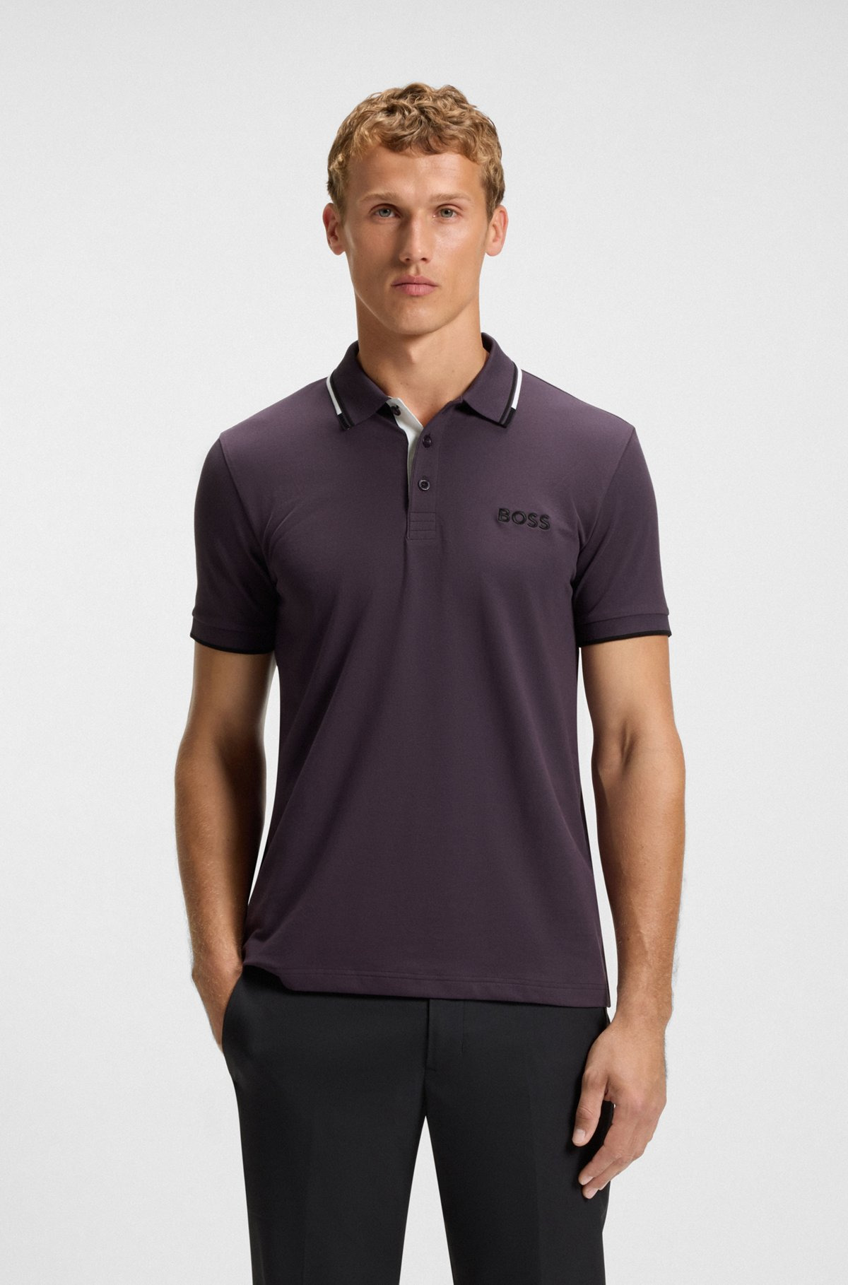 COTTON-BLEND POLO SHIRT WITH CONTRAST LOGOS - 2