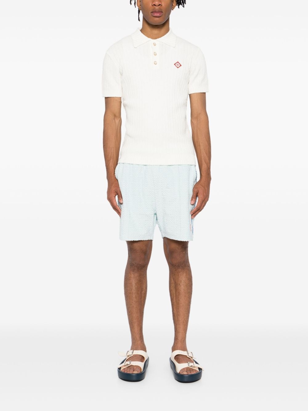 logo-embroidered bouclé polo shirt - 2