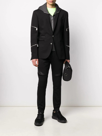 PHILIPP PLEIN zipped jersey blazer outlook