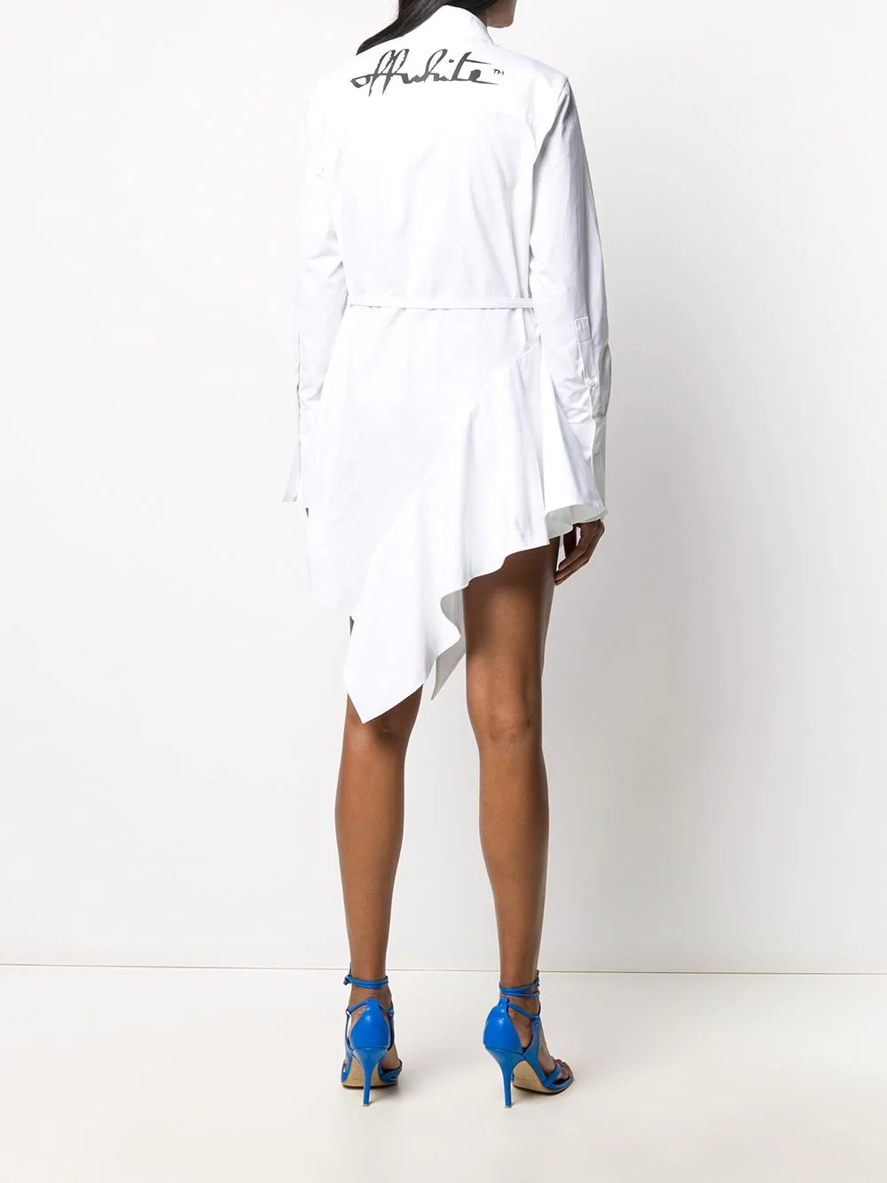 asymmetric-hem mini shirtdress - 4