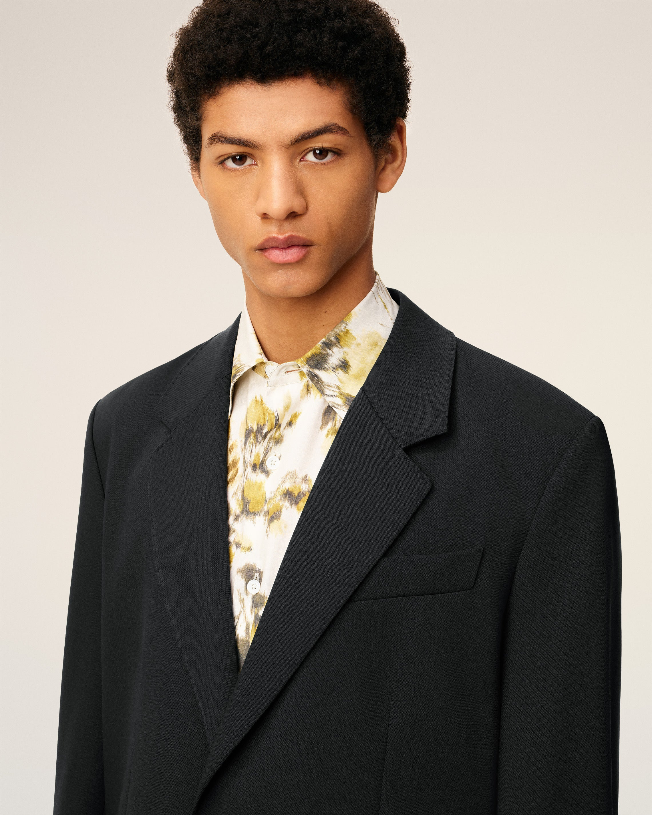 BLACK  WOOL LOOSE DOUBLE BREASTED JACKET - 4