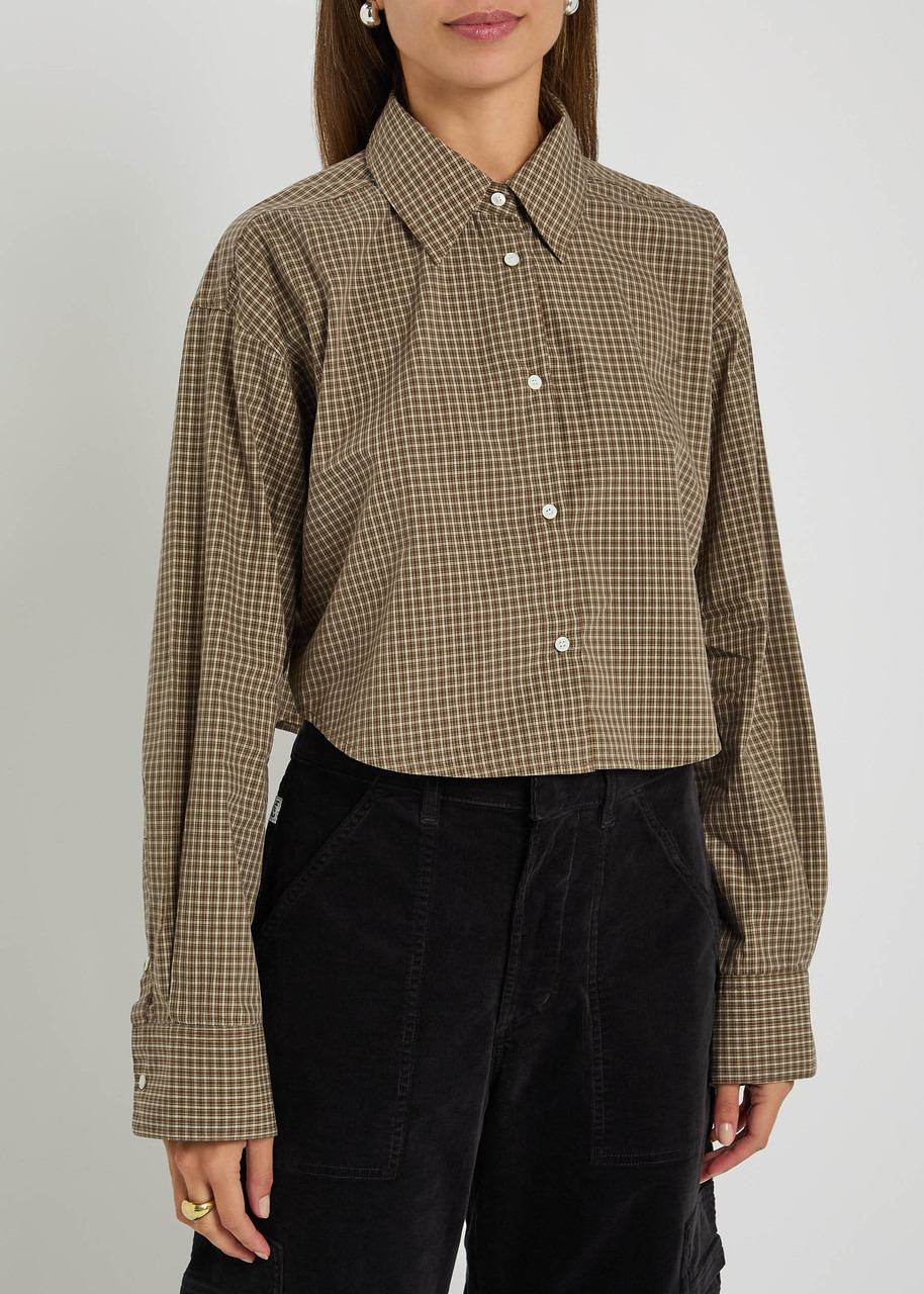 Citizens OF Humanity Ana Checked Cropped Cotton-poplin Shirt - 2