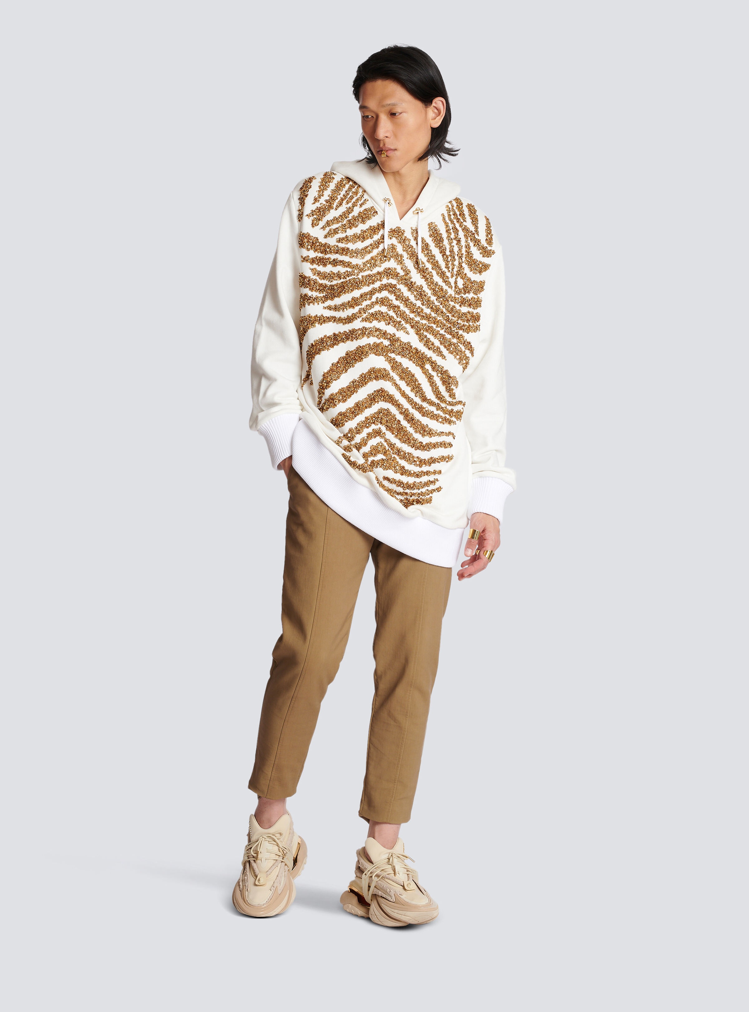 Hoodie with embroidered zebra stripes - 2