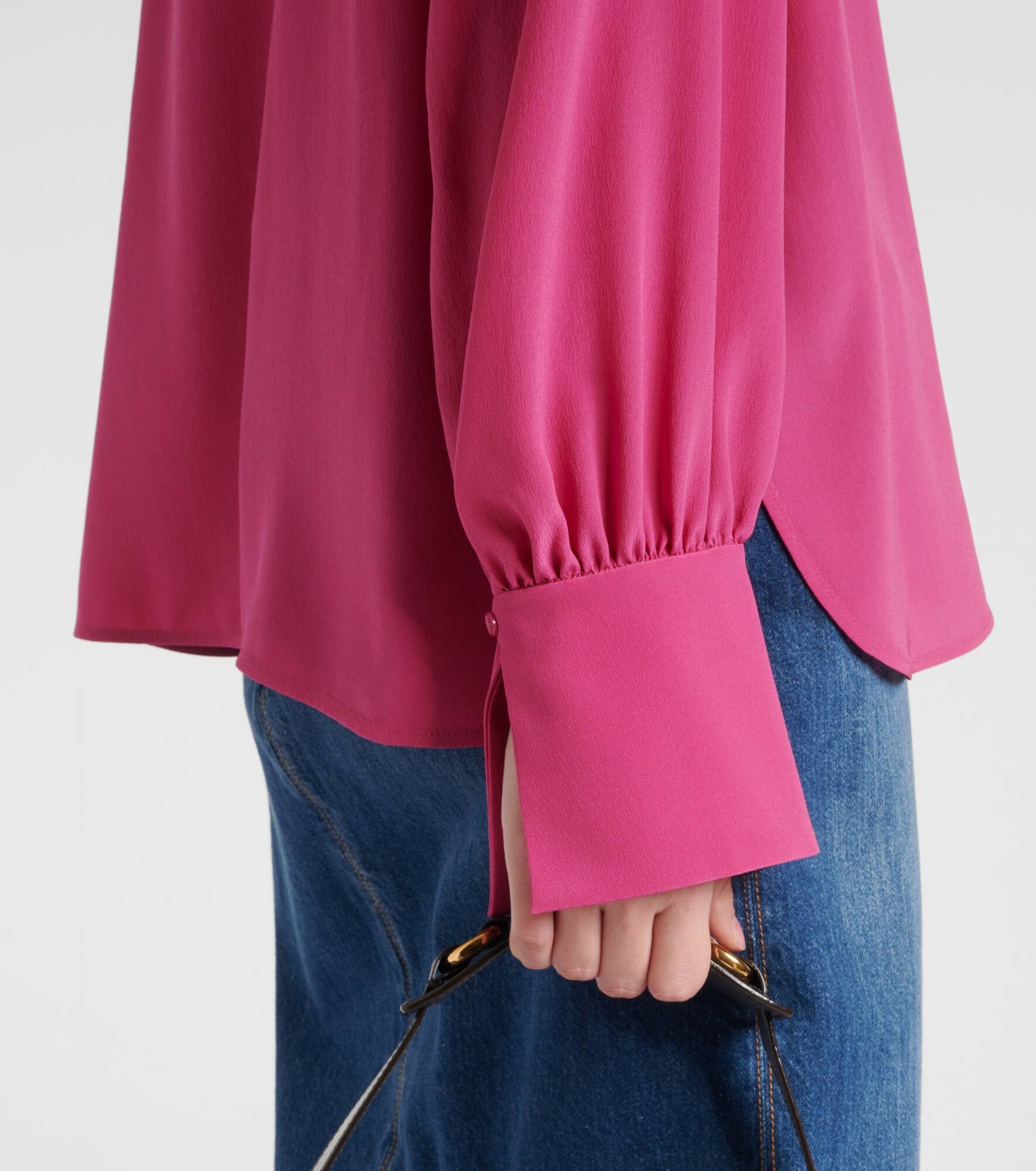 Tie-neck silk crêpe de chine blouse - 6