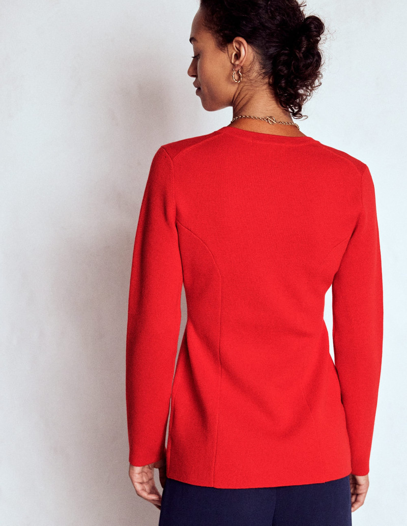 Joanna Fitted Knitted Jacket-Poppy Red 4