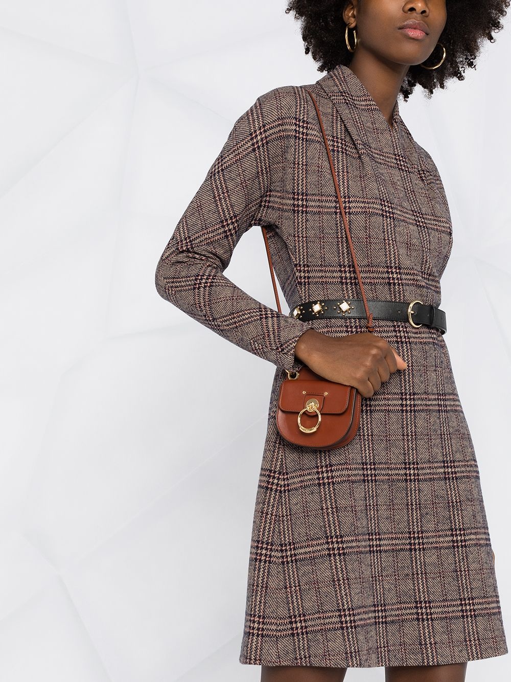 wrap-style plaid dress - 5