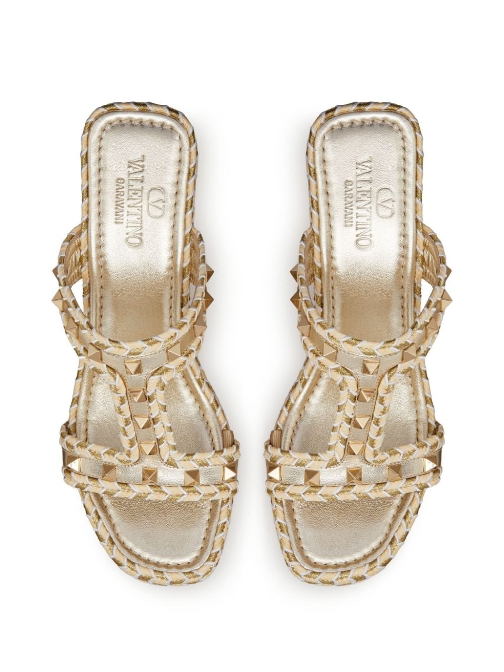 Rockstud 90mm woven wedge sandals - 4