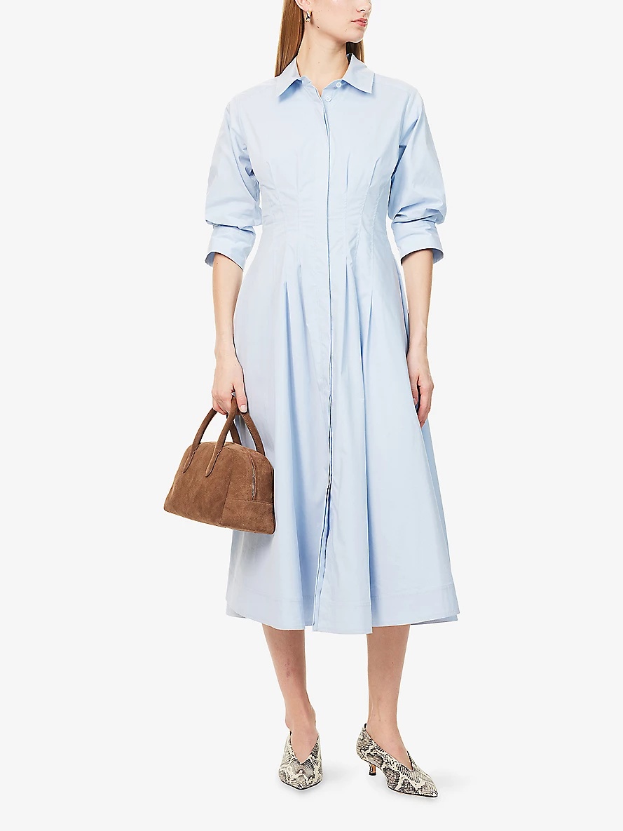 Jazz pleated cotton-blend poplin midi shirt dress - 3