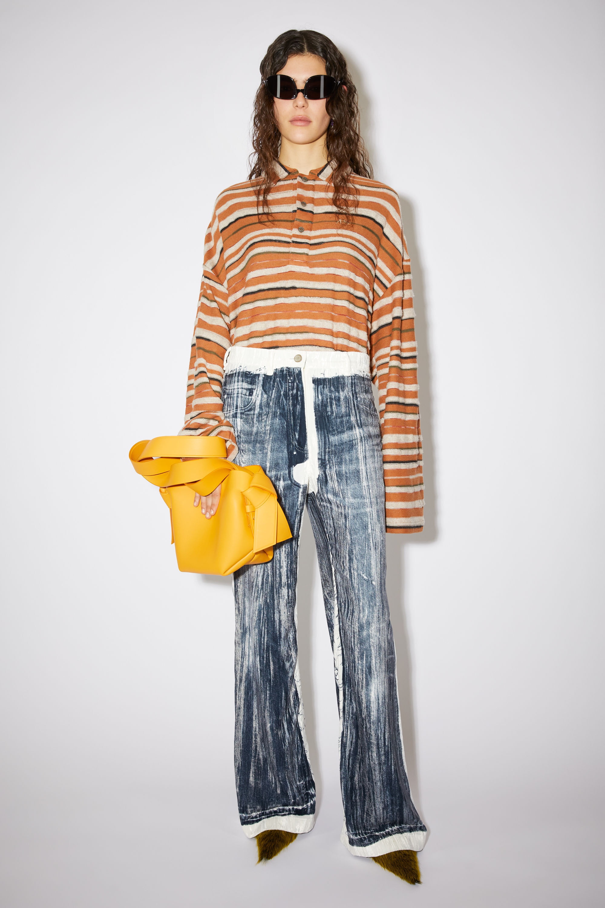 Flared denim print trousers - Blue - 2