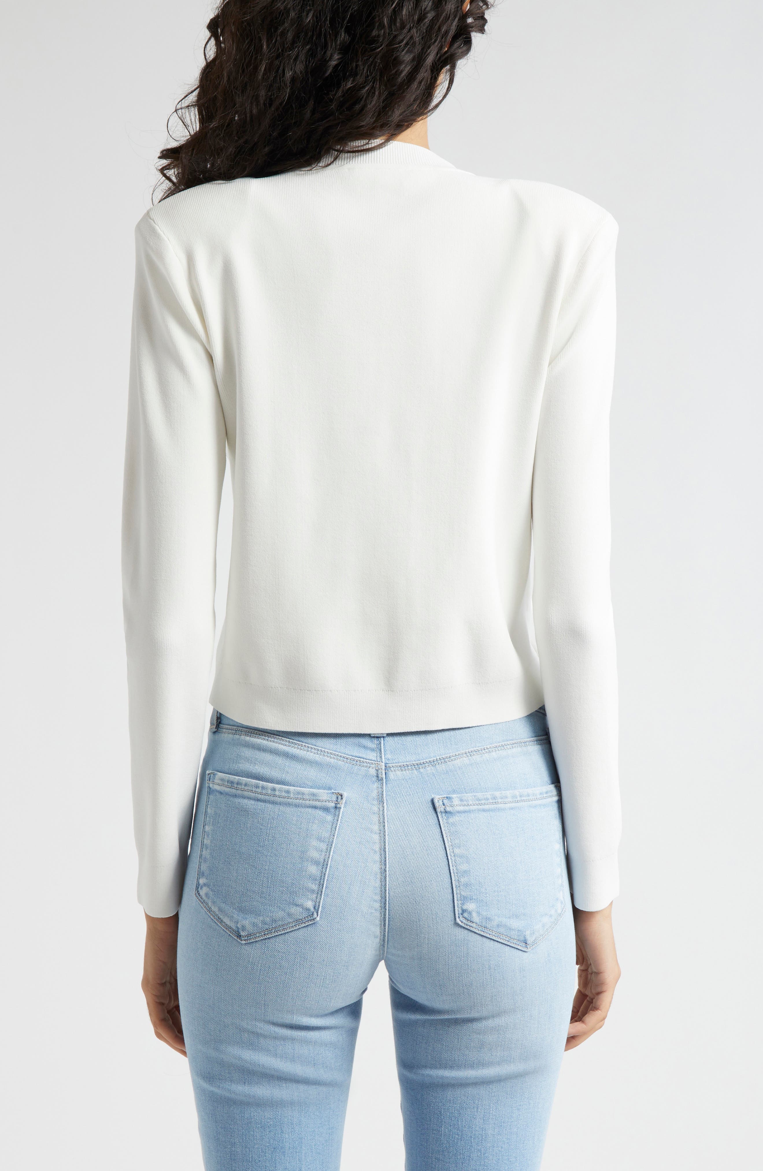 L'AGENCE Toulouse Crewneck Cardigan in Ivory at Nordstrom - 2
