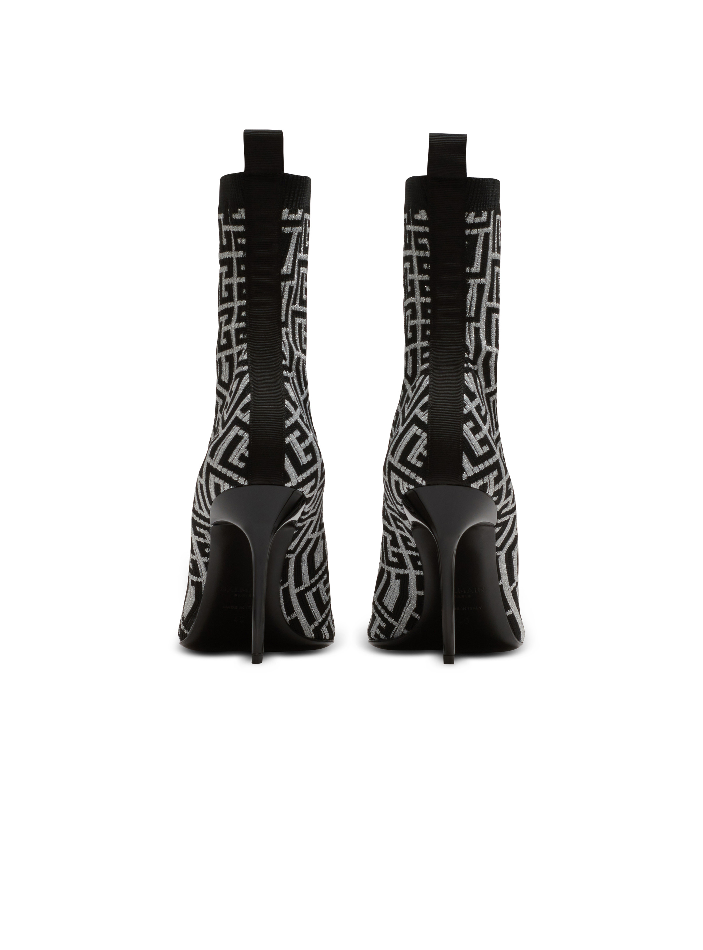 Skye stretch knit ankle boots with Balmain monogram - 4