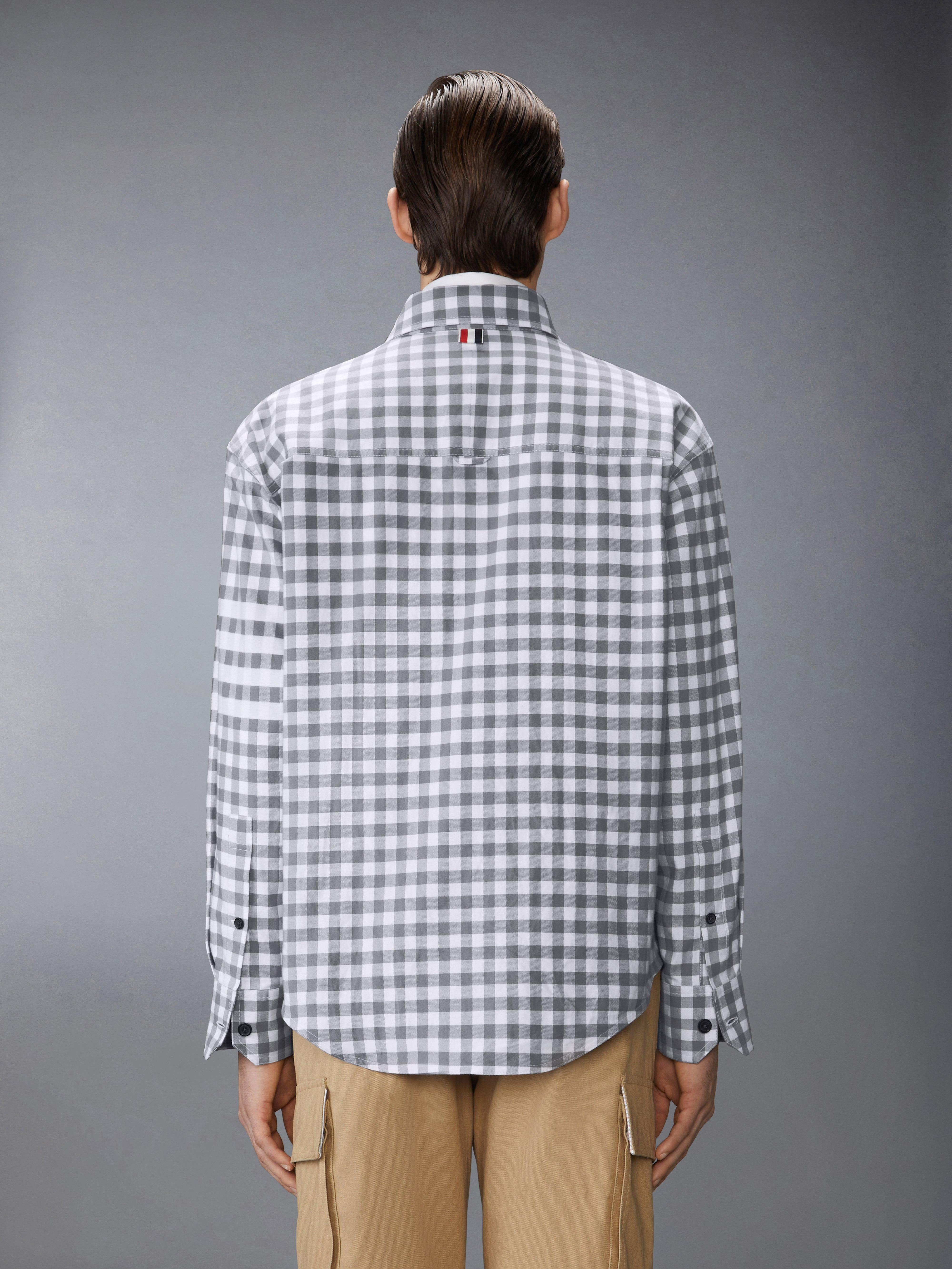 GINGHAM CHECK FLANNEL 4-BAR OVERSIZED SHIRT - 3