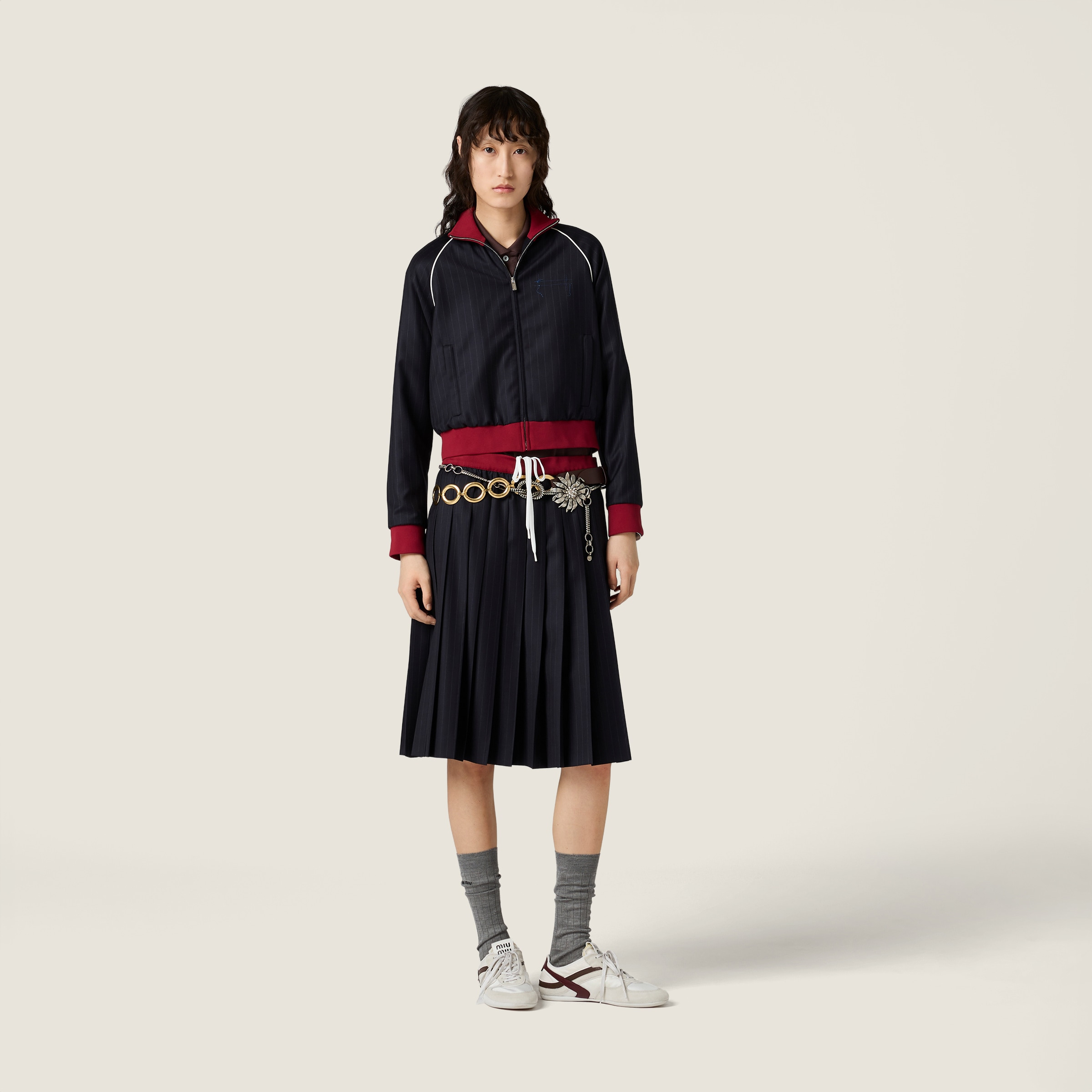 Pleated Pinstripe midi skirt - 2