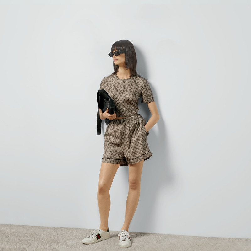 GUCCI GG Supreme print silk top outlook