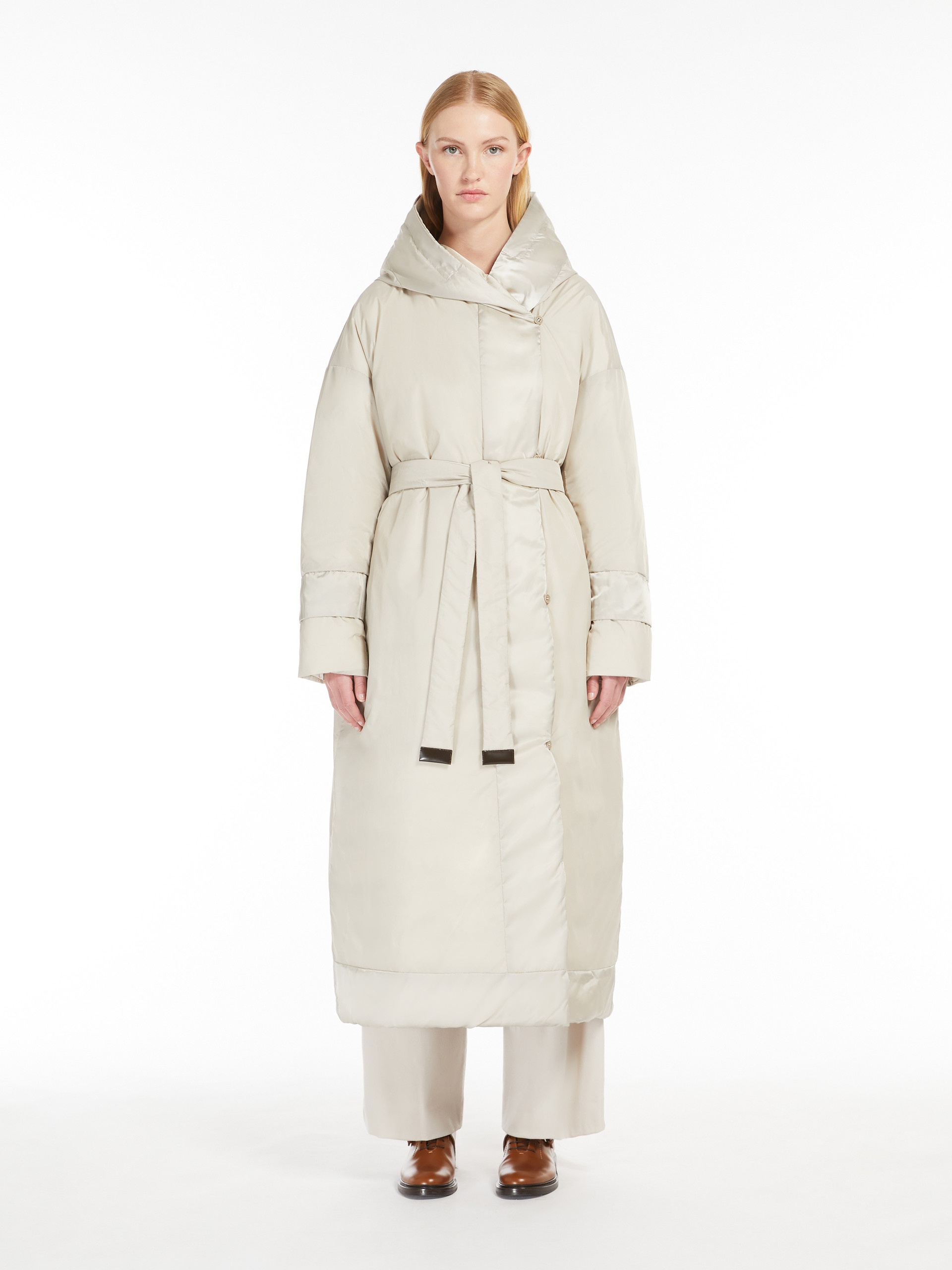 Max Mara NOVELO Reversible robe coat in water-repellent satin | REVERSIBLE