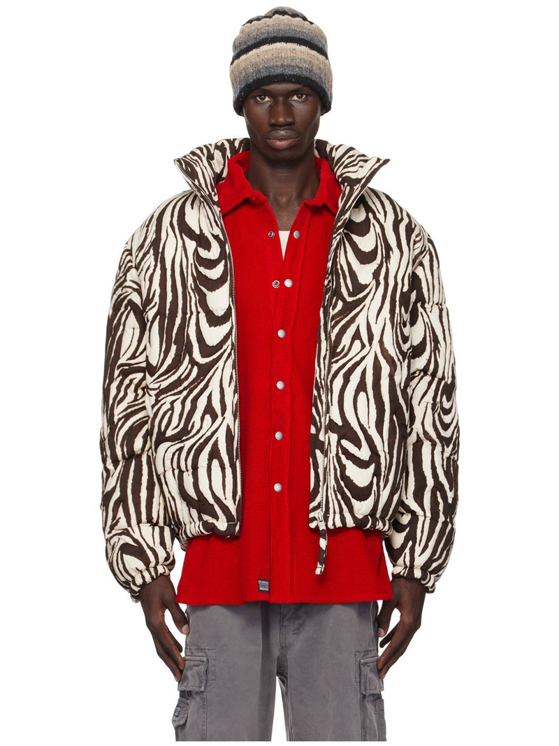 Black & White Zebra Quilted Puffer Jacket 1