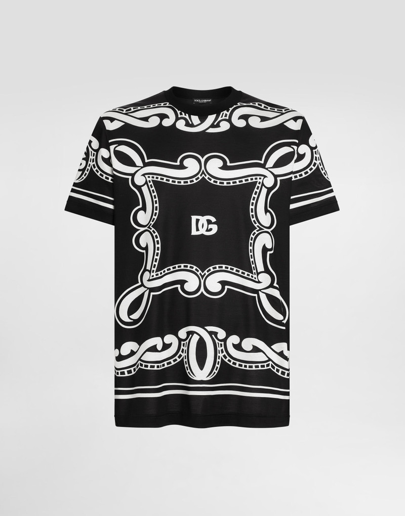 Silk T-shirt with bandanna print 1