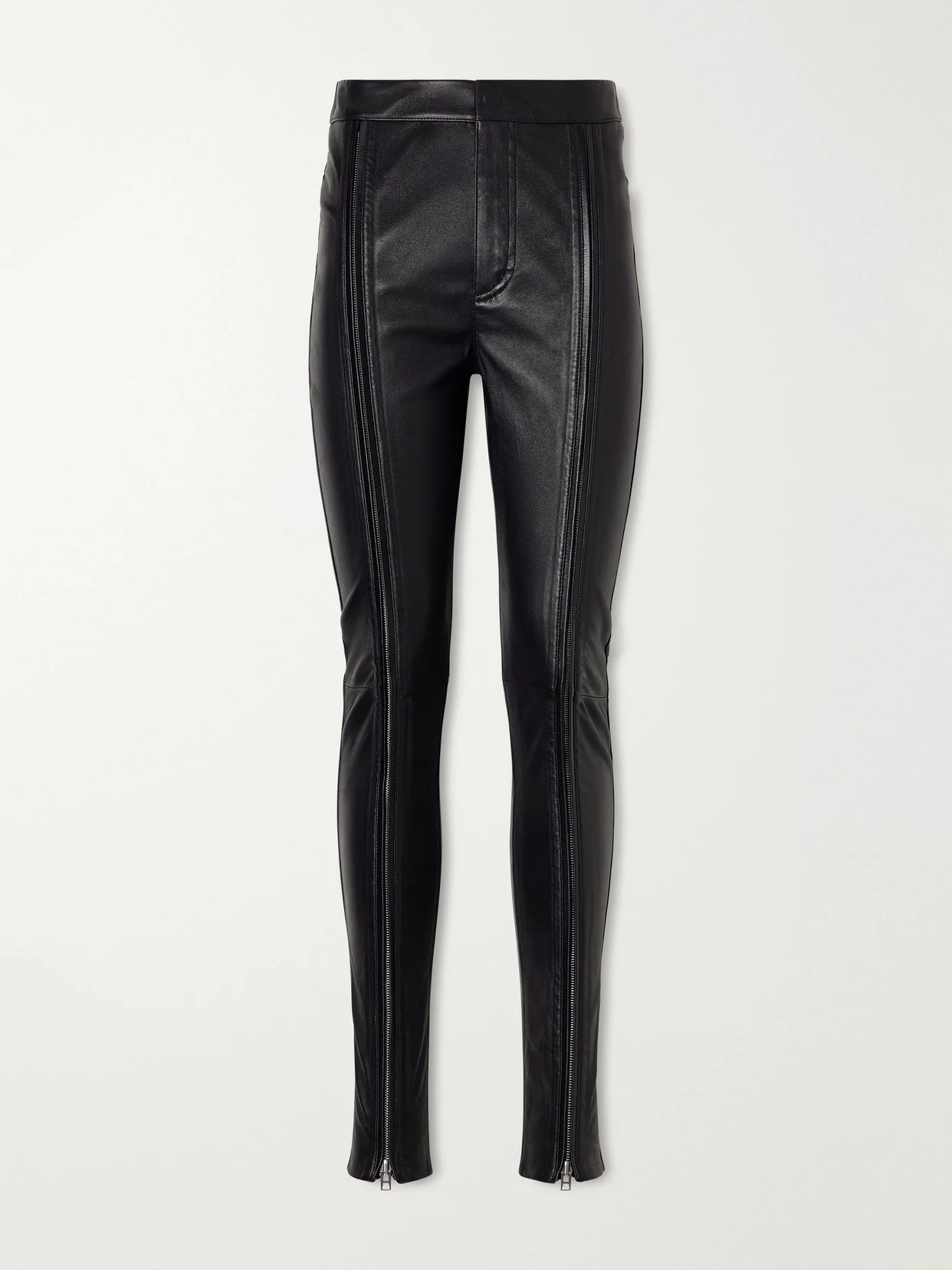 Zip-up Leather Skinny-leg Pants - 1