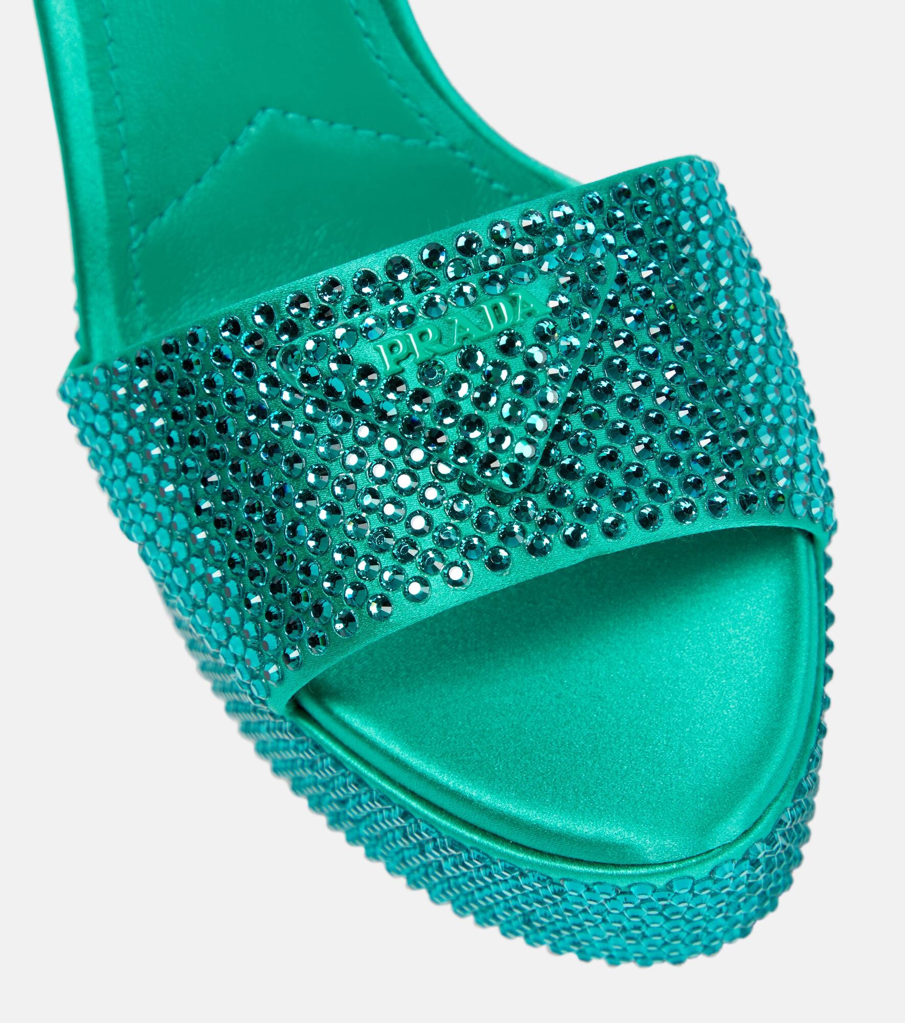 Embellished satin platform sandals - 6