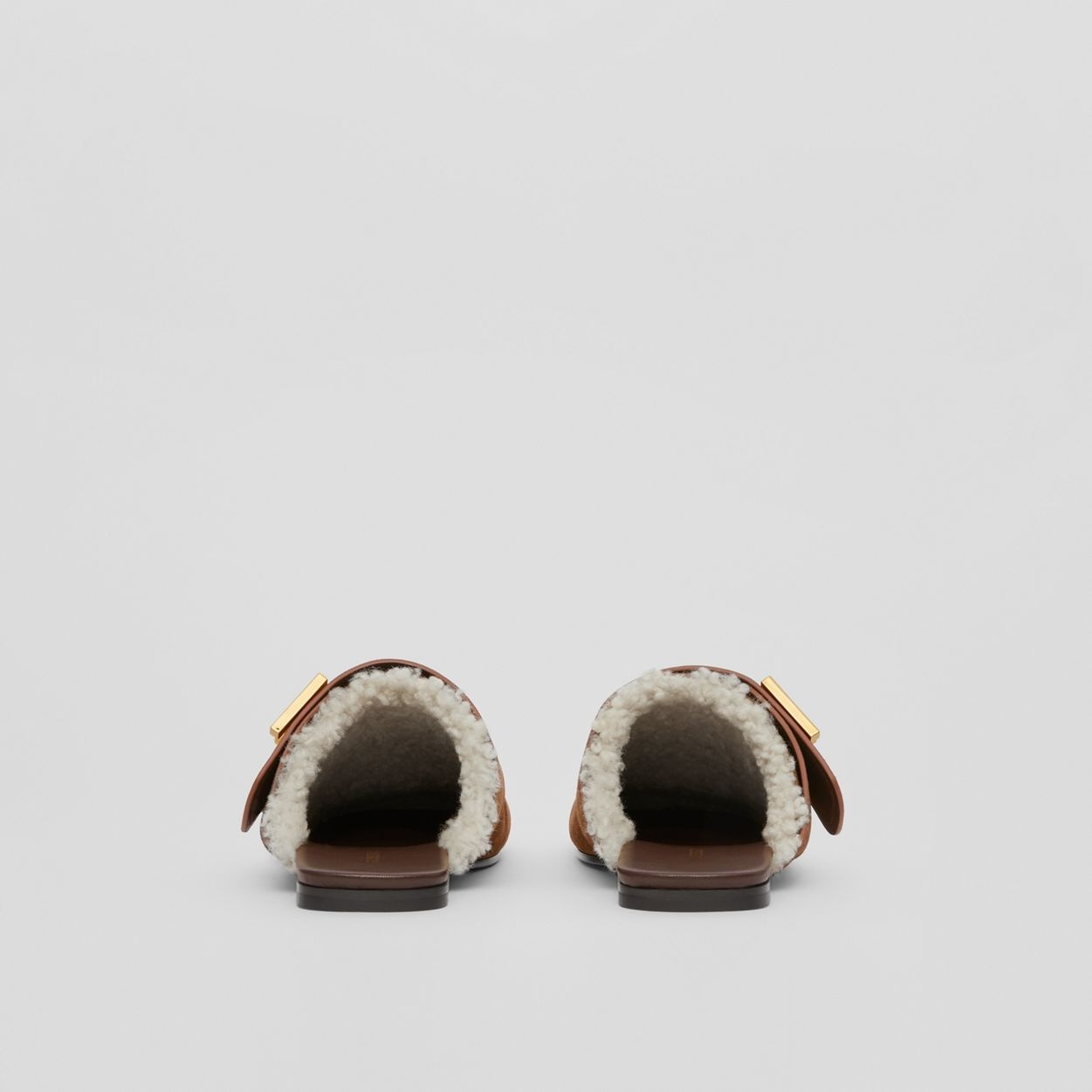 Monogram Detail Shearling-lined Suede Mules - 6