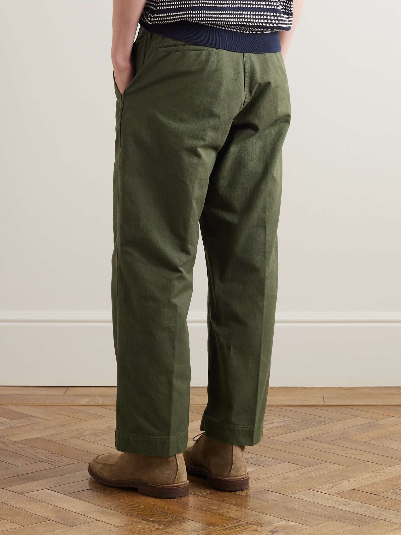 Straight-Leg Herringbone Cotton Trousers - 4