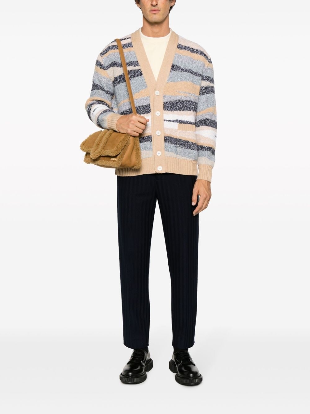 zigzag-jacquard wool cardigan - 2