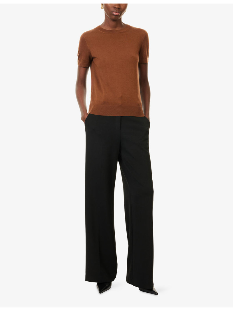 Theory Tiny Basic Short-Sleeve Merino Wool Top outlook