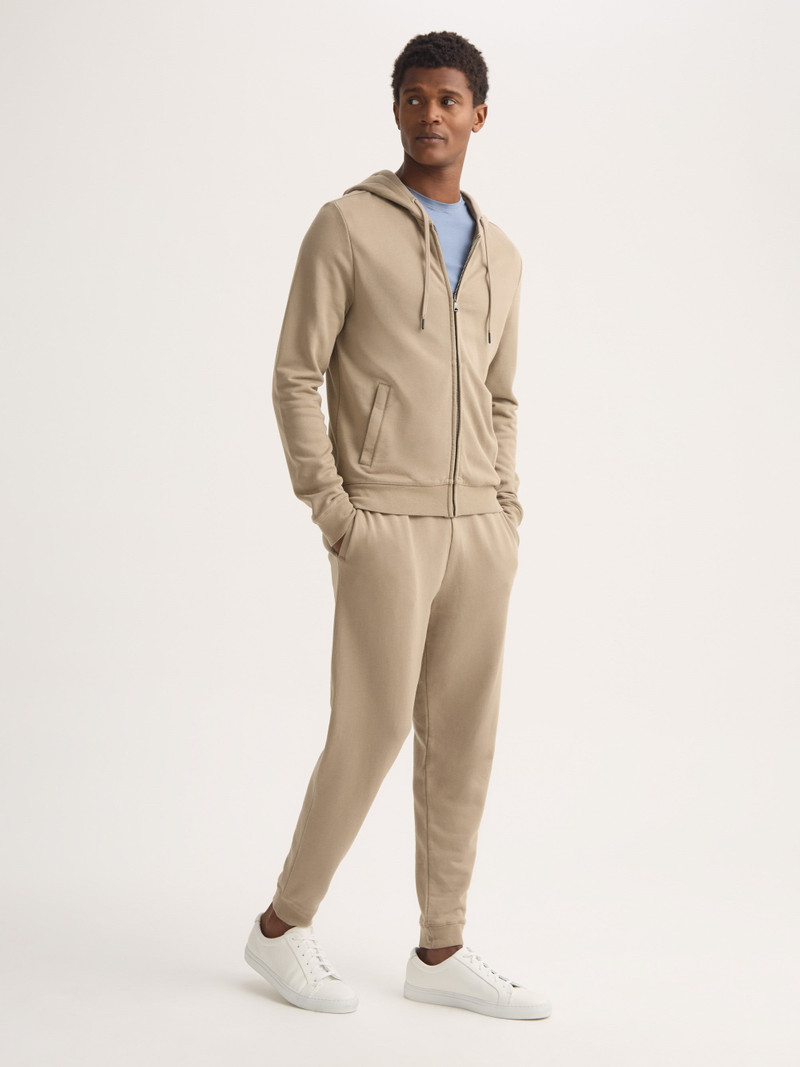 Men's Zip Up Hoodie Quinn Cotton Modal Taupe 3