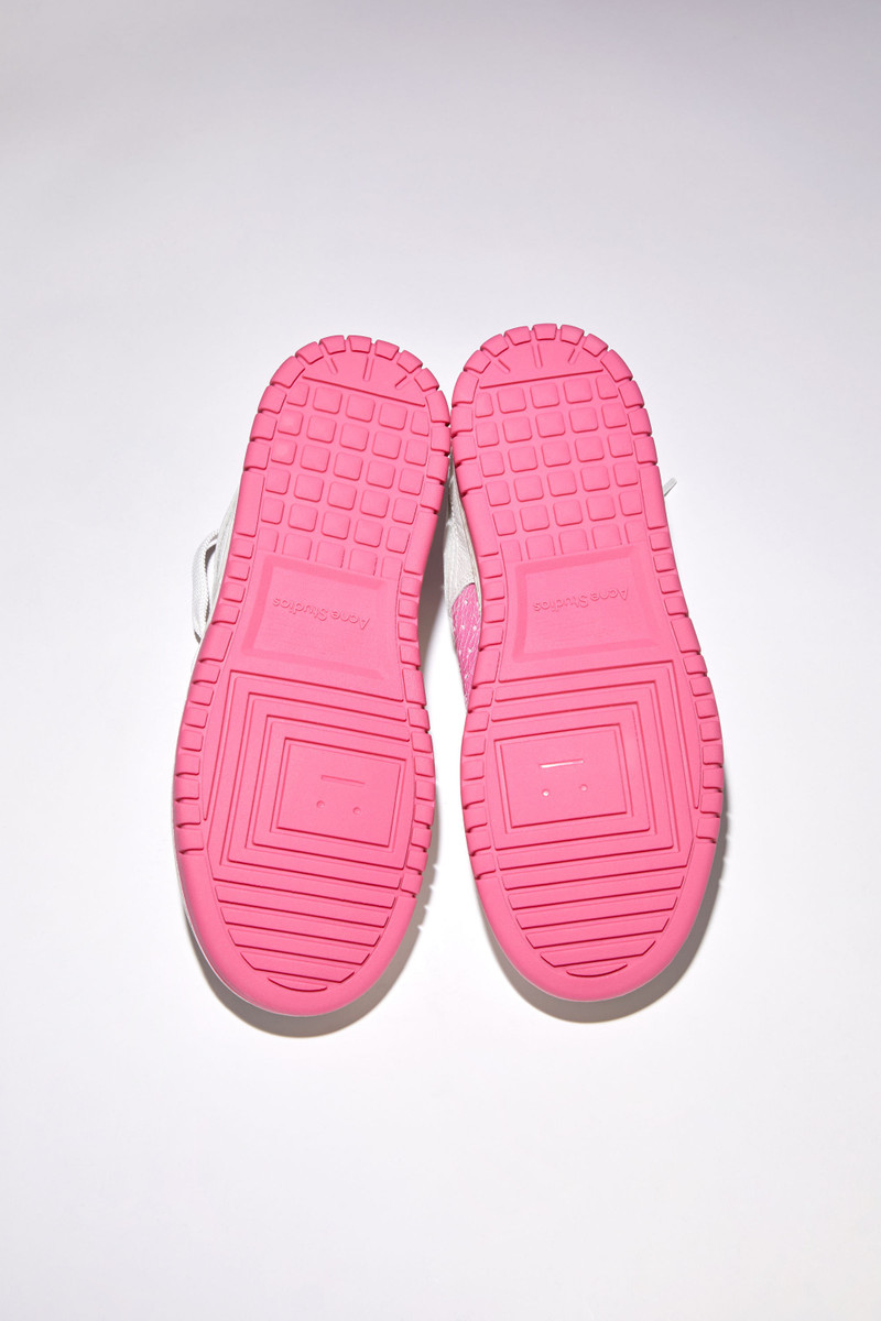Low top basket leather sneakers - White/pink 3