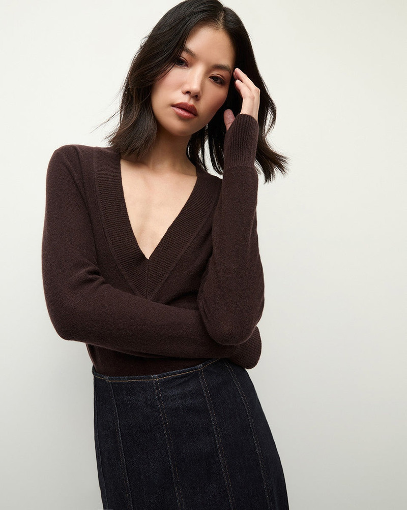 VERONICA BEARD COLETA V-NECK CASHMERE SWEATER outlook