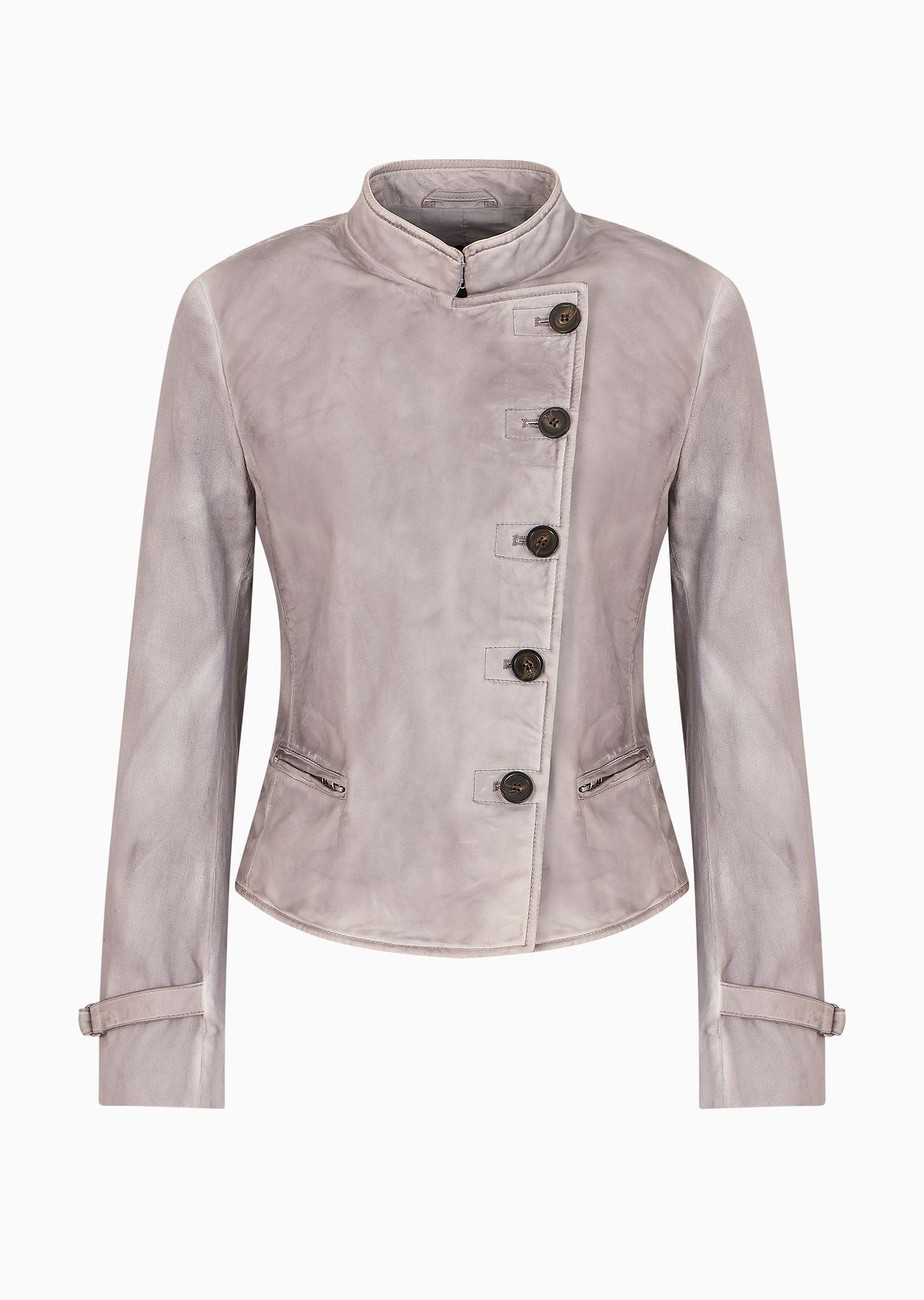 Garment-dyed nappa-lambskin jacket with canvas sleeves - 1
