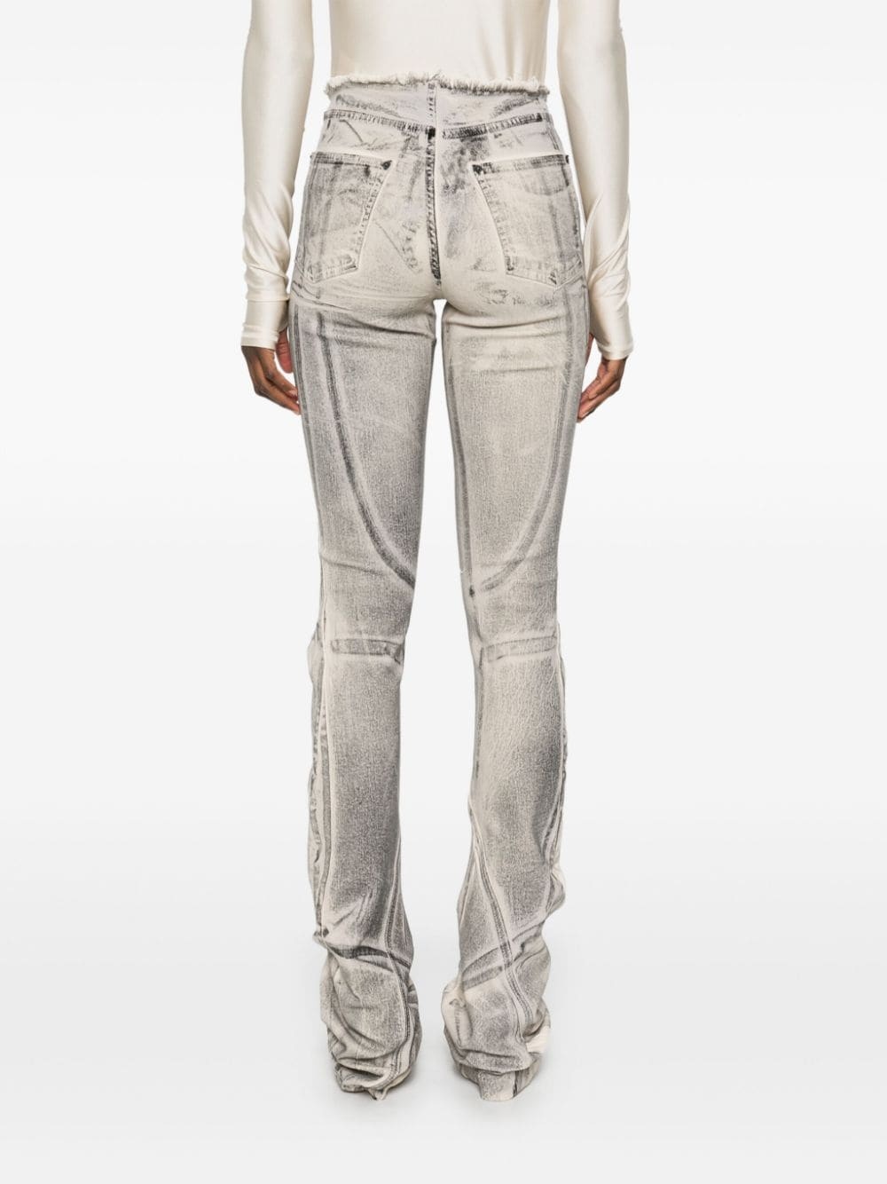 draped raw-cut jeans - 4