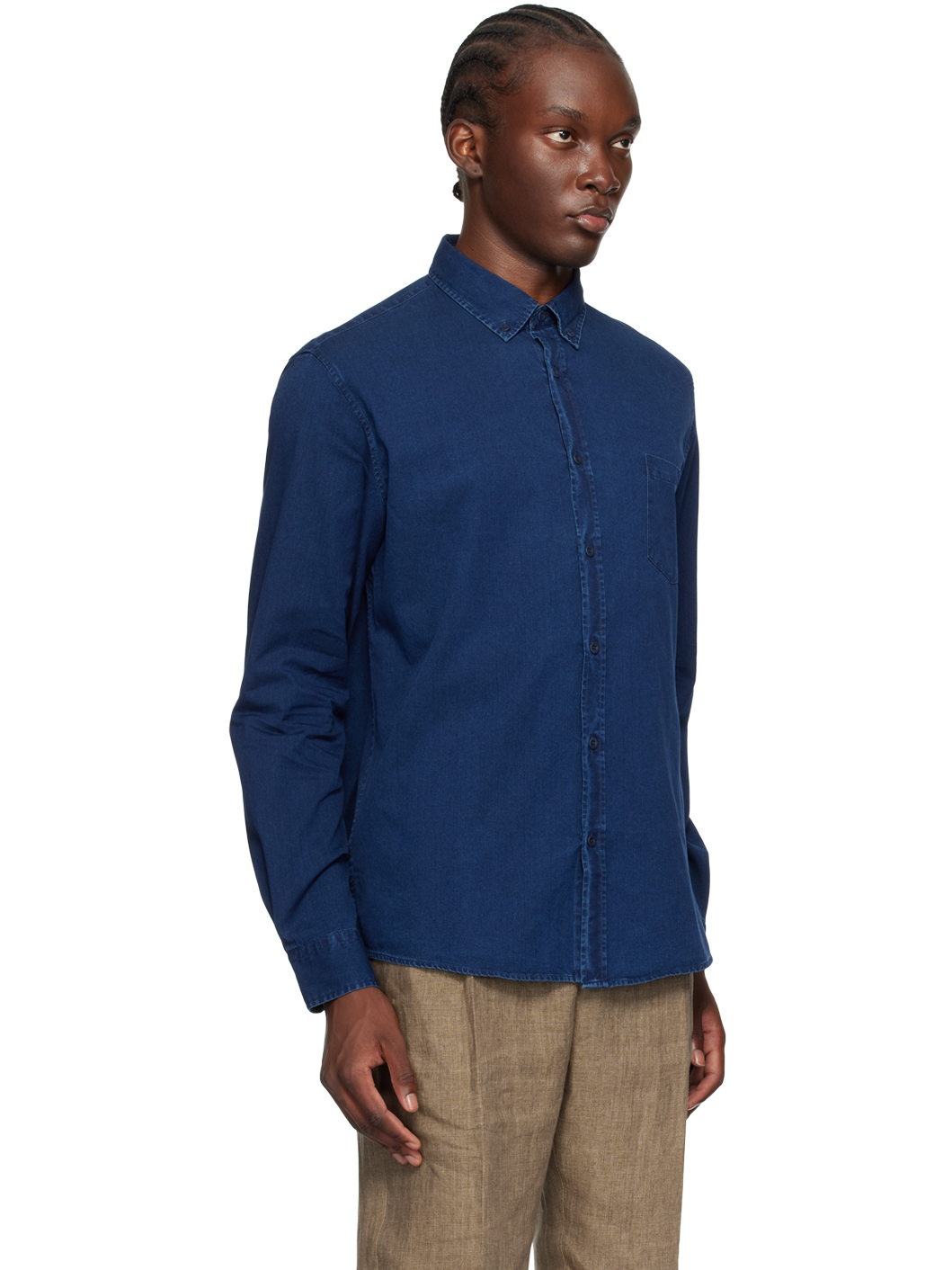 Indigo Button-Down Denim Shirt - 2