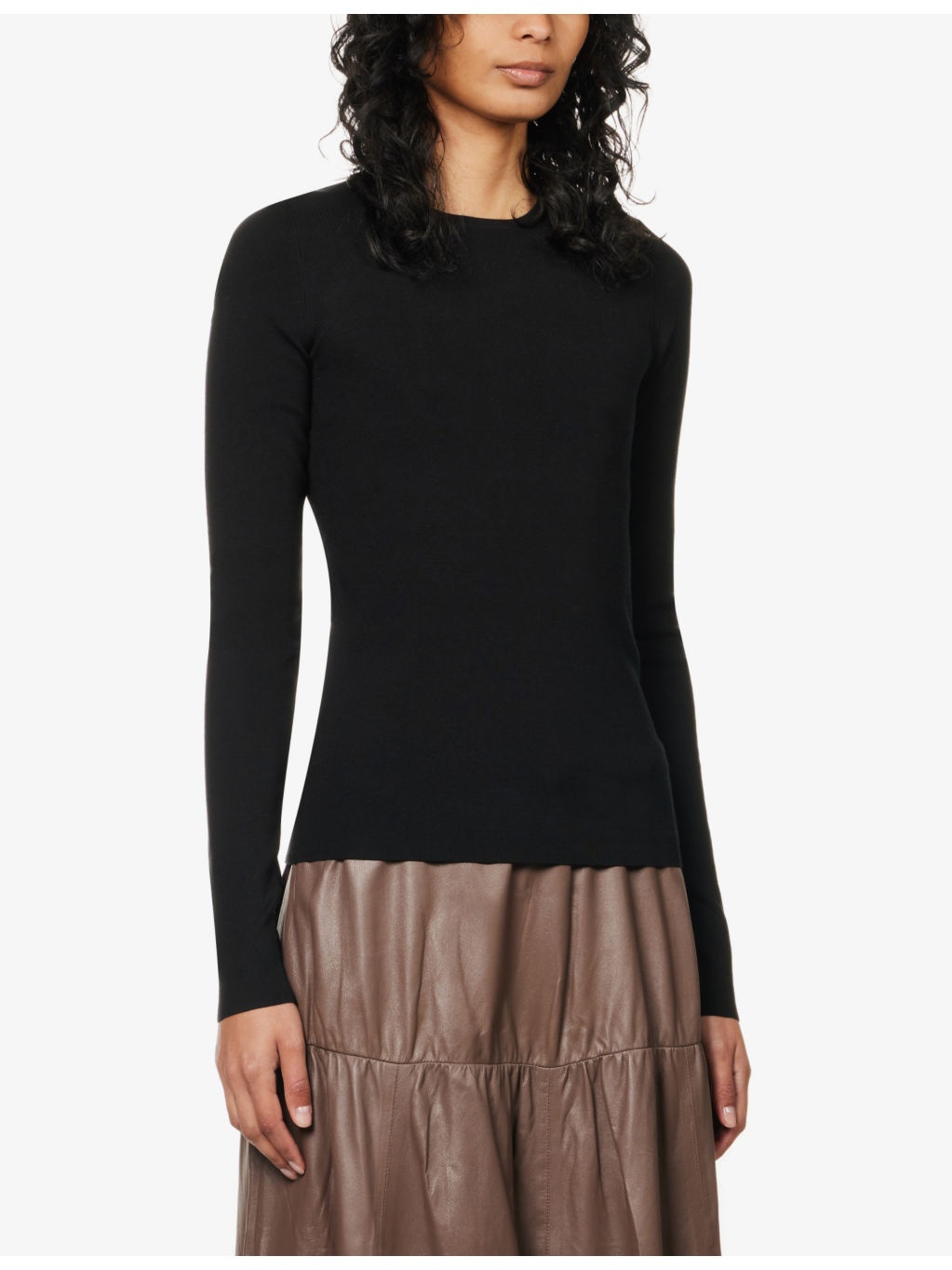 Round-neck silk-blend top - 3