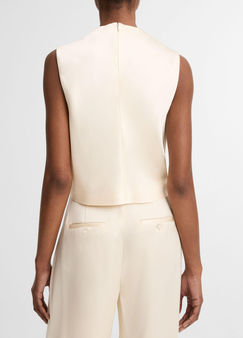 Vince Satin Cropped Cowl-Neck Top outlook