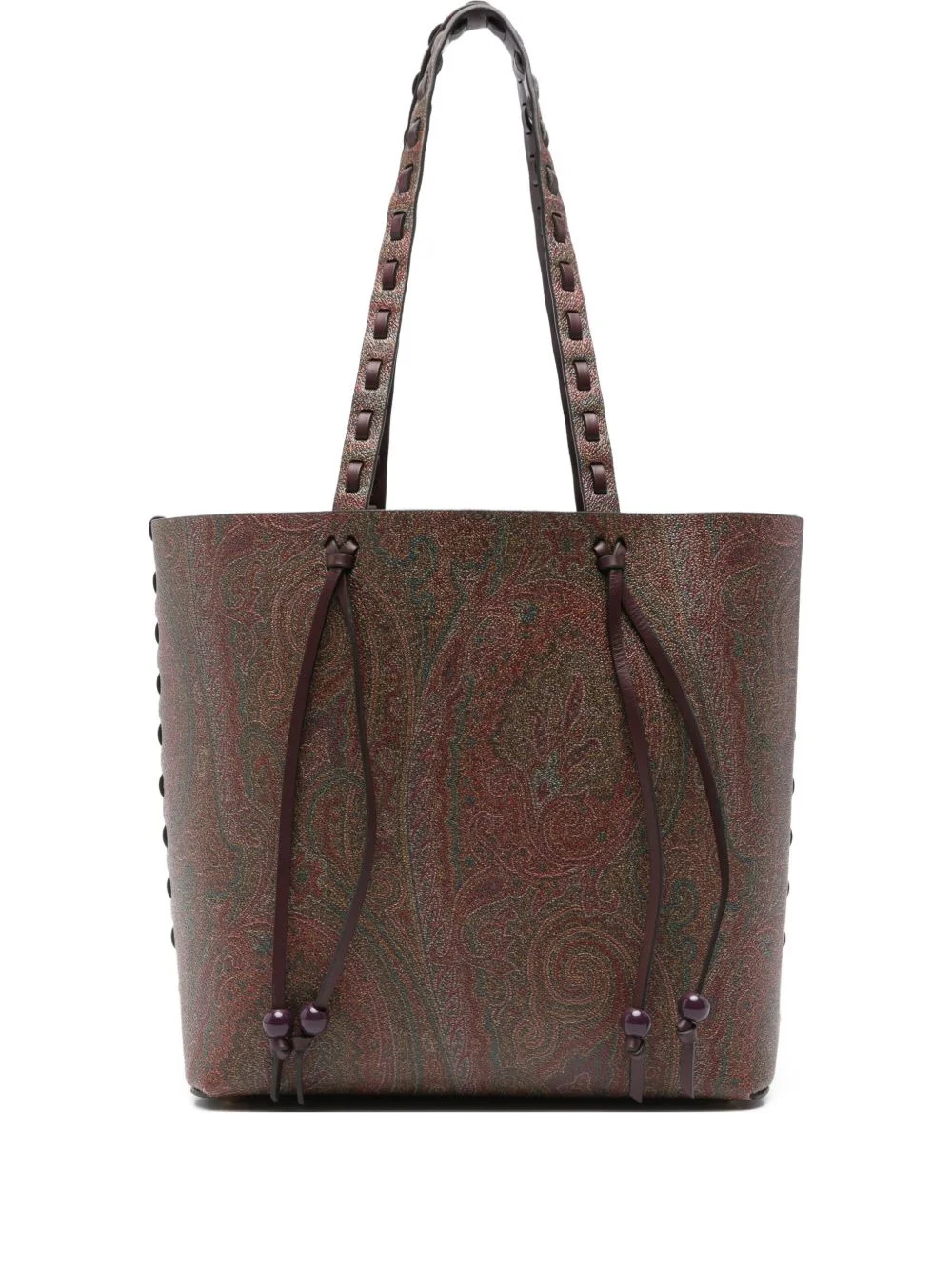 paisley-pattern braided-handle tote bag - 1