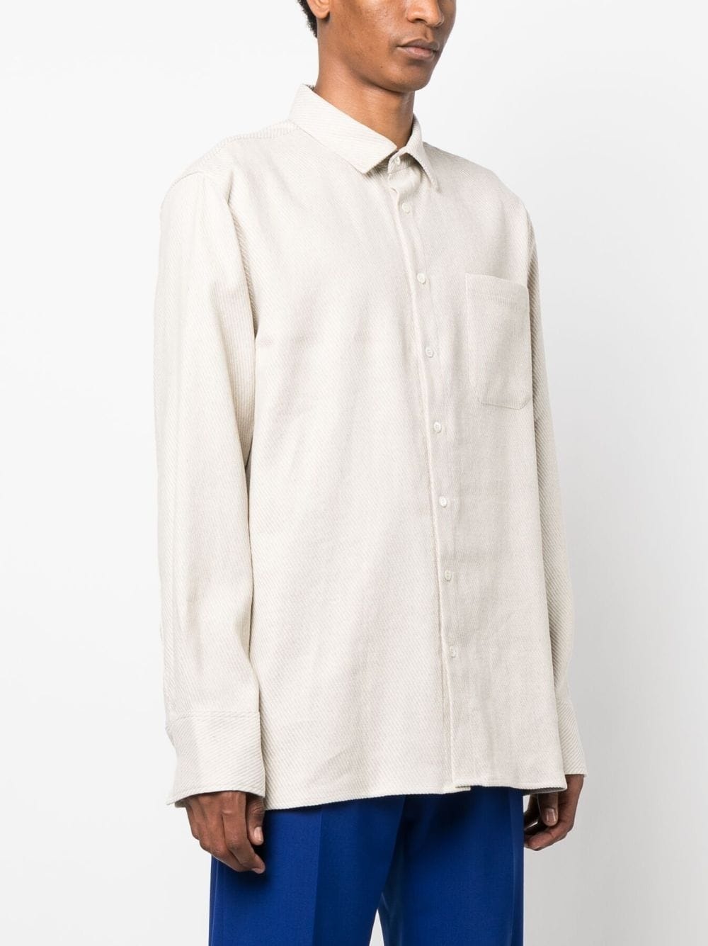 button-up cotton-linen shirt - 3