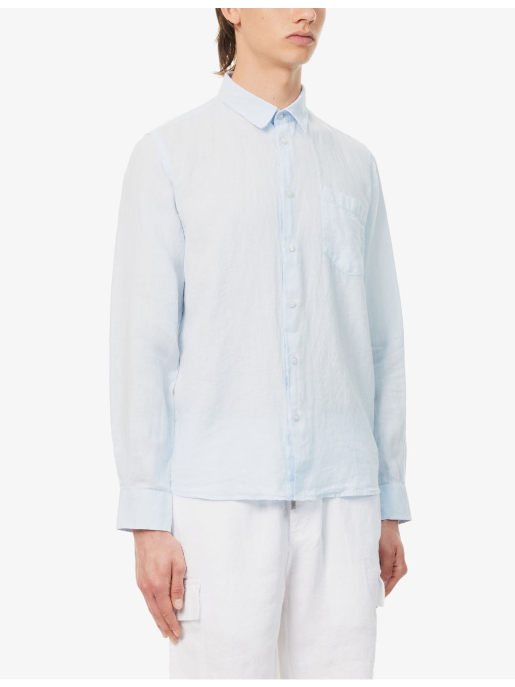 Caroubis brand-embroidered linen shirt - 3