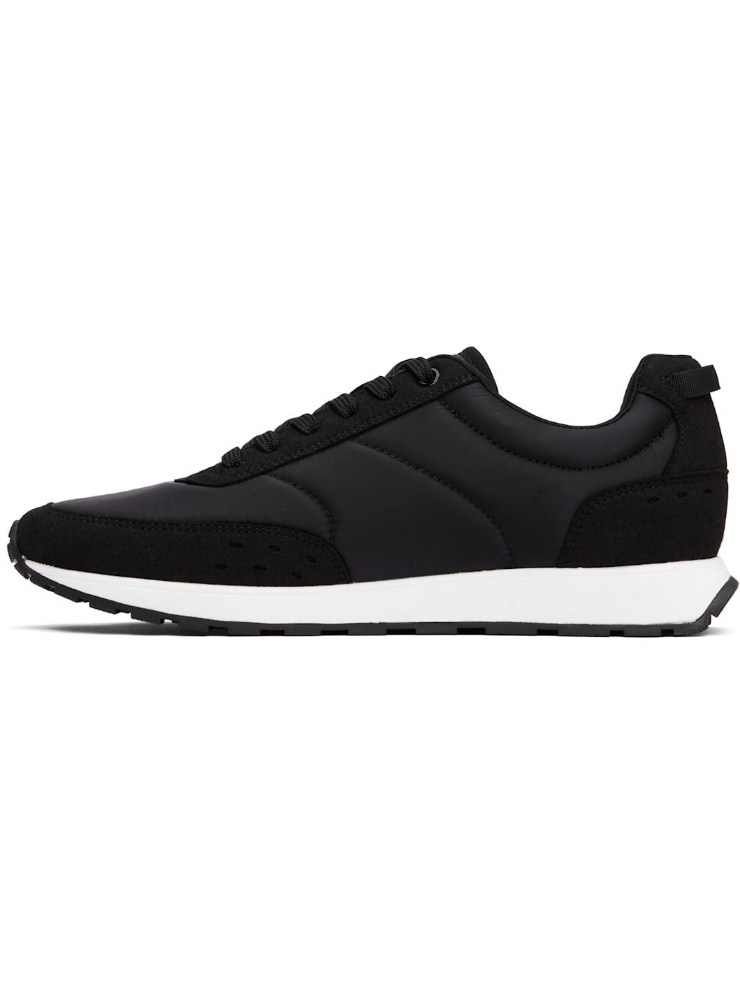 Black Printed-Logo Faux-Leather Sneakers - 3