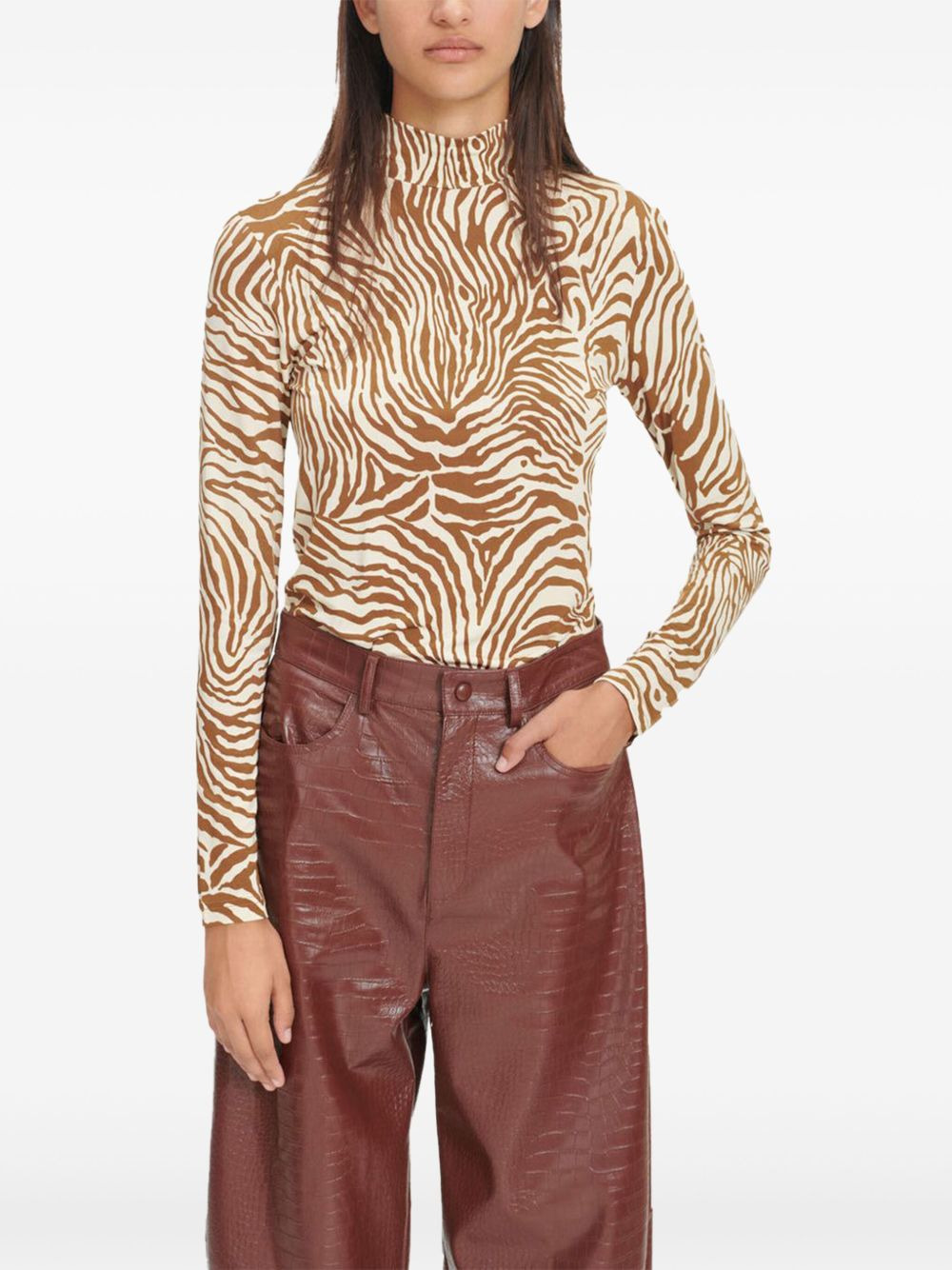 Elsi zebra-print turtleneck T-shirt - 3