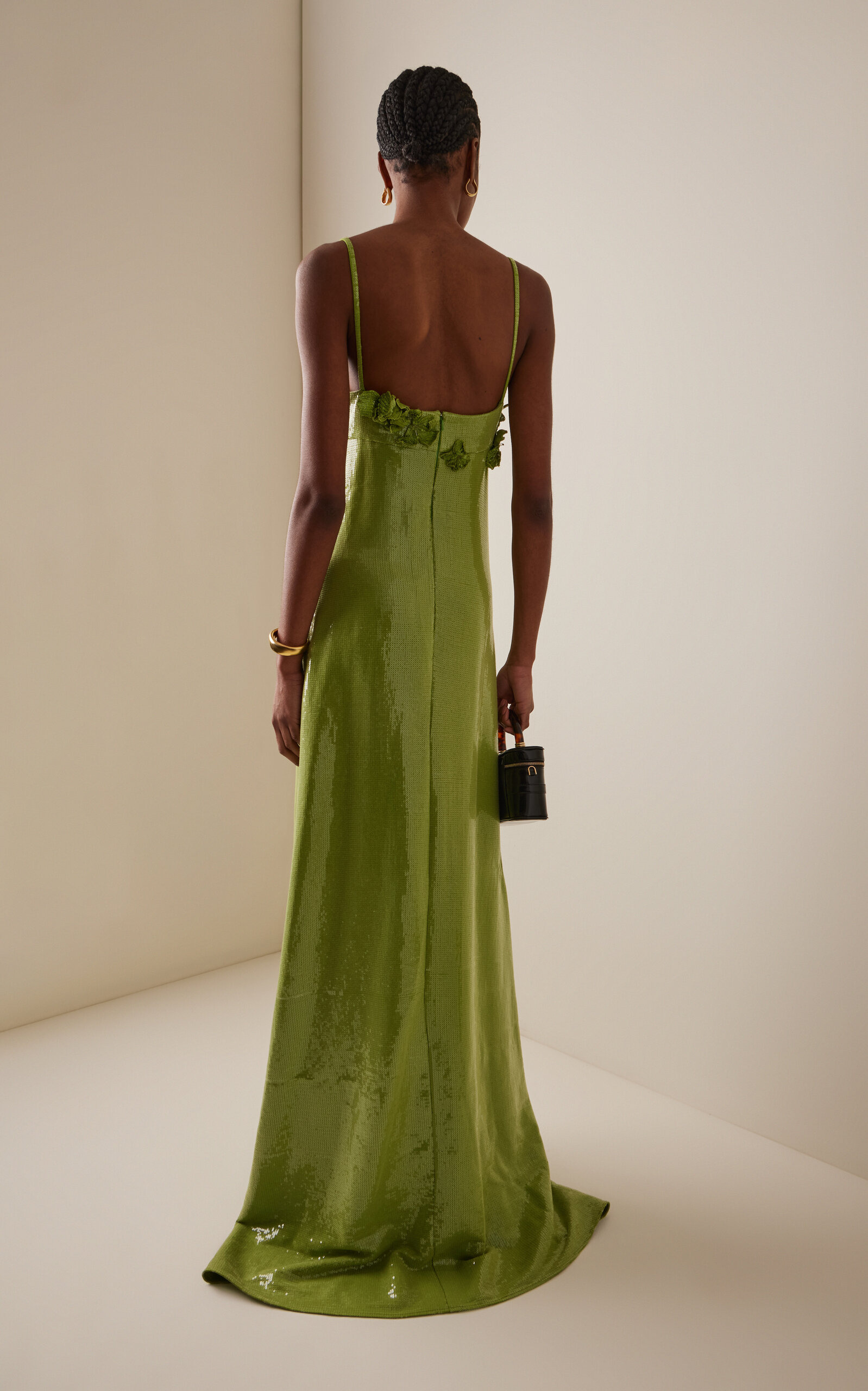 Embellished Sequined Jersey Gown green - 4