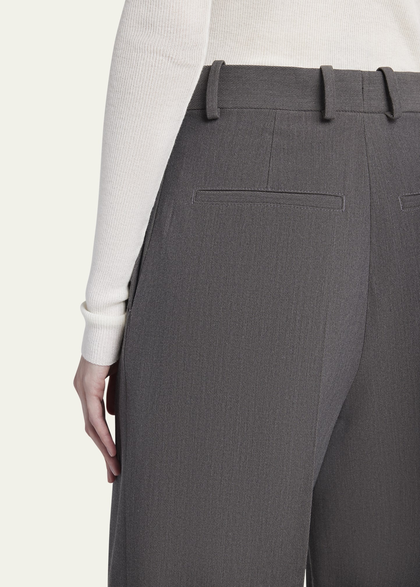 Tapered Wool Stretch Tricotine Trousers - 5