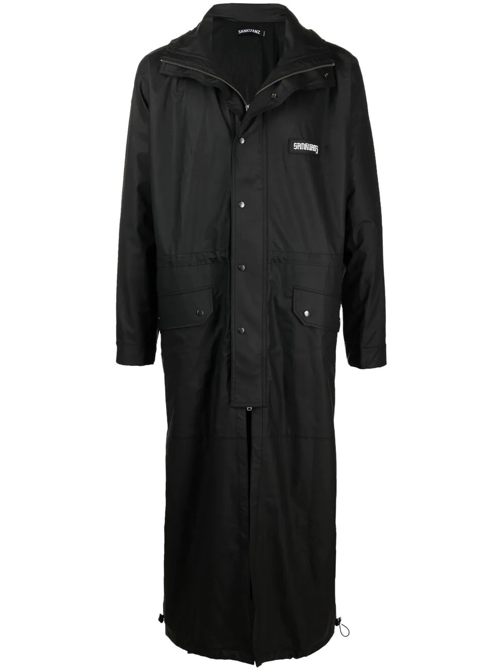 logo-patch maxi parka coat - 1