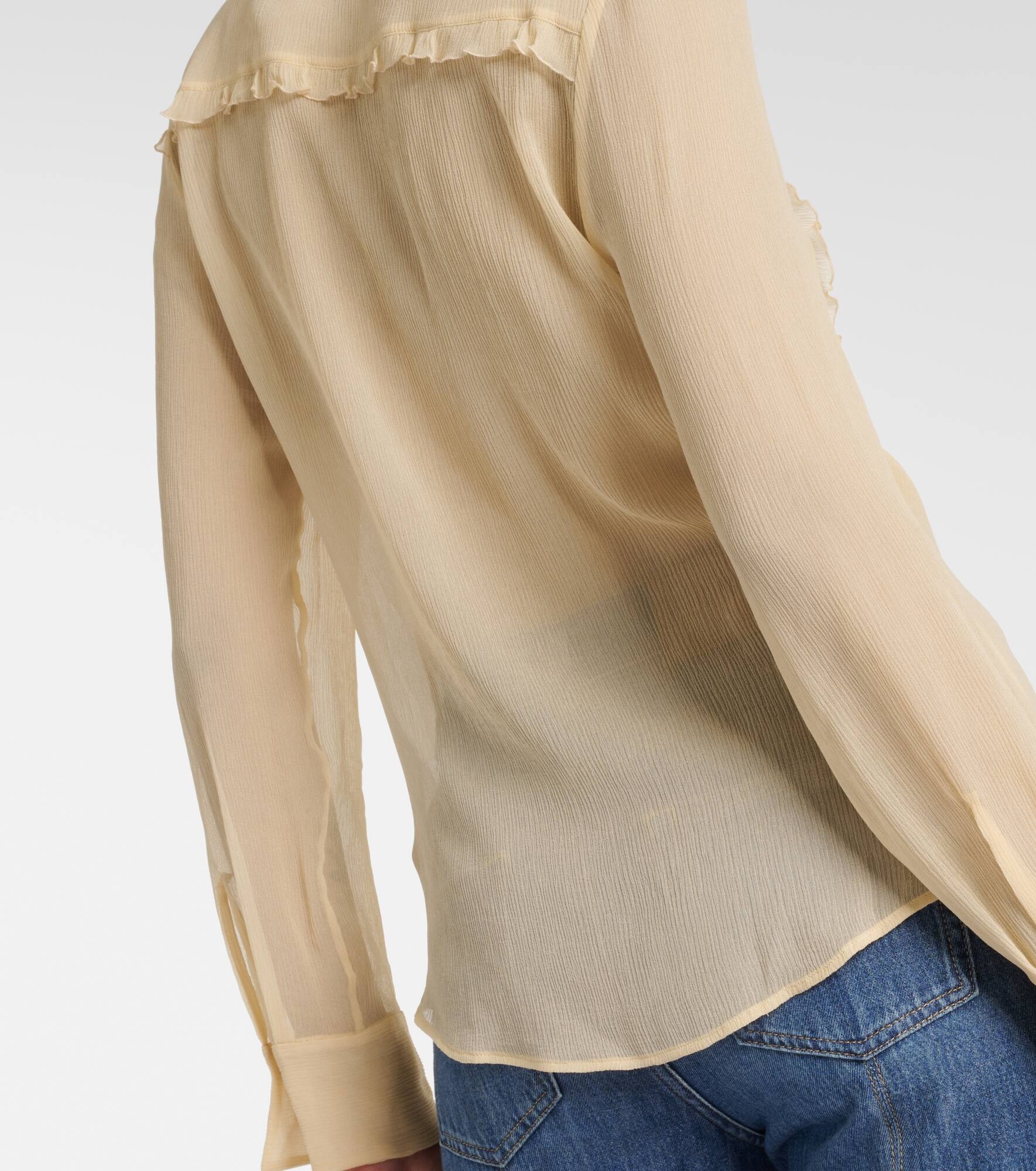 Ruffled silk crêpon blouse - 5