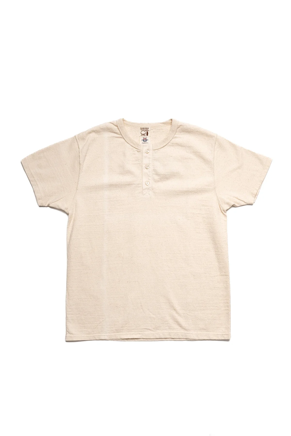 Samurai Japanese Cotton Henley - Natural - 1