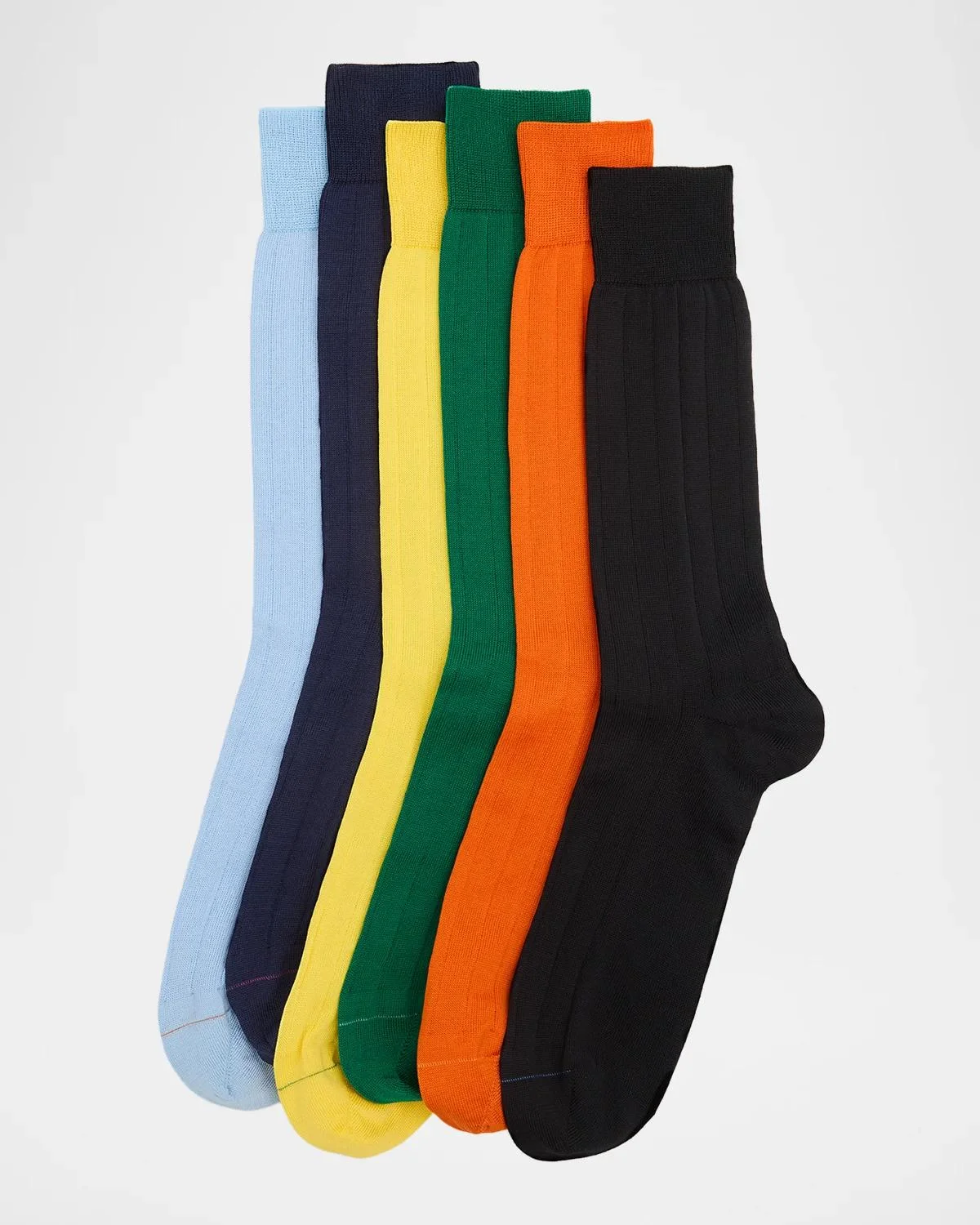 Men's 6-Pack Ribbed Cotton-Blend Crew Socks - 1